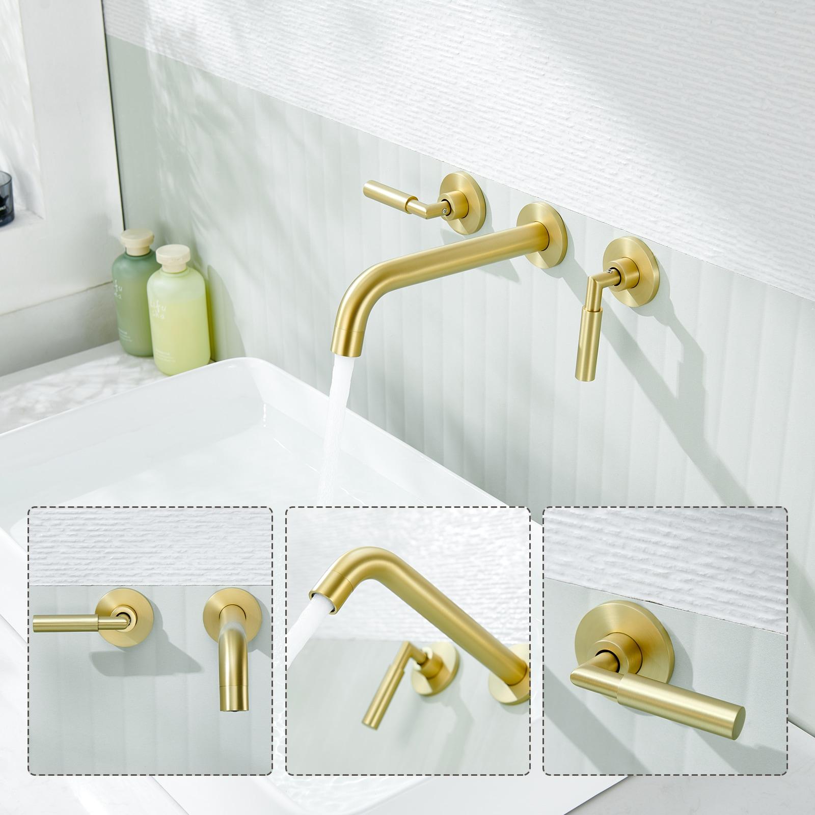 10.08" Widespread Bathroom Faucet 3 Hole, 2-handle Bathroom Sink Faucet with Drain Assembly