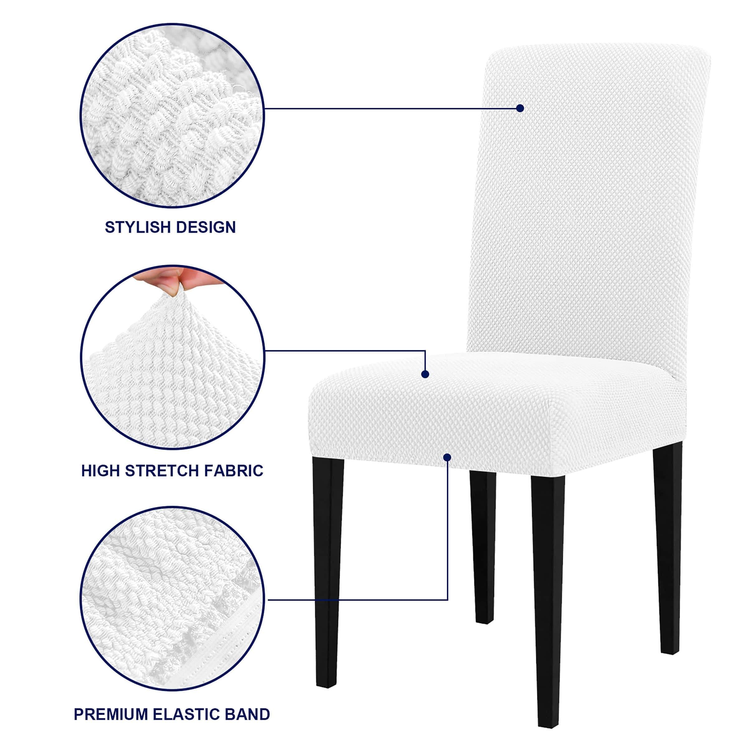 Subrtex Stretch Textured Grain Dining Chair Slipcover (Set of 2, White)