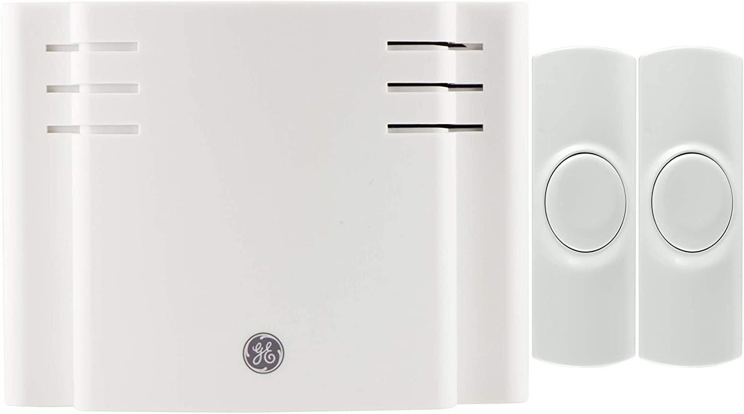 GE Wireless Doorbell Kit, 8 Chime Melodies, 1 Receiver, 2 Push Buttons, Battery-Operated, 19297