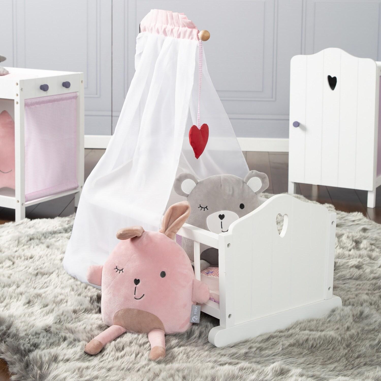 Roba Doll Cradle Set: Fienchen - Heart, Pink & White