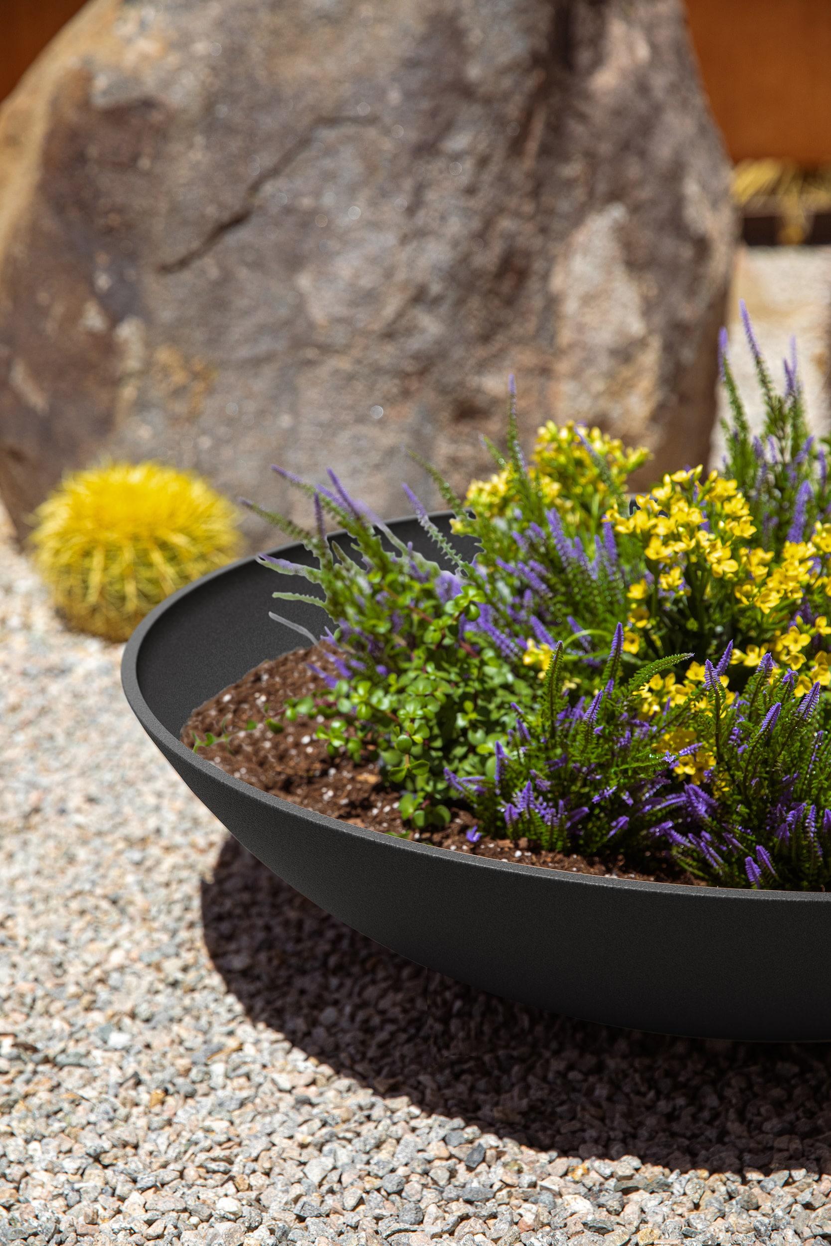Veradek Mason Series Lane Bowl 32" Plastic-Stone Planter 2-Pack Black
