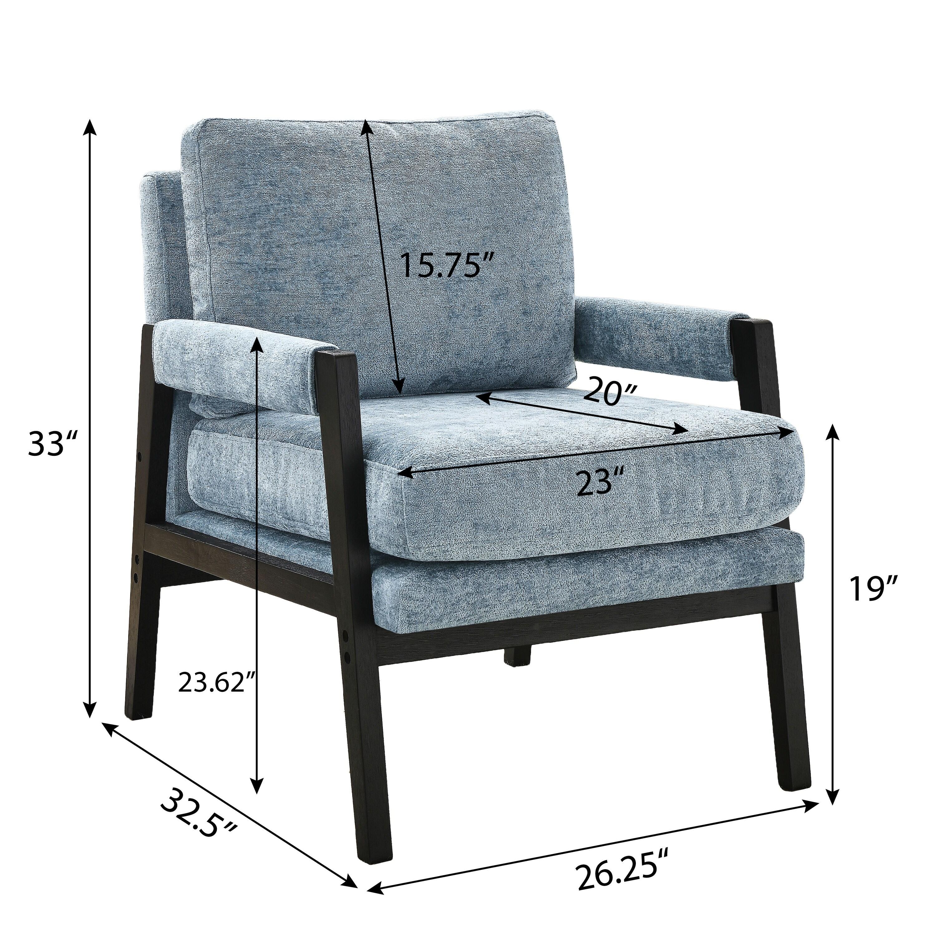 Roundhill Furniture Kelly Mid-Century Modern Chenille Upholstered Accent Armchair Blue