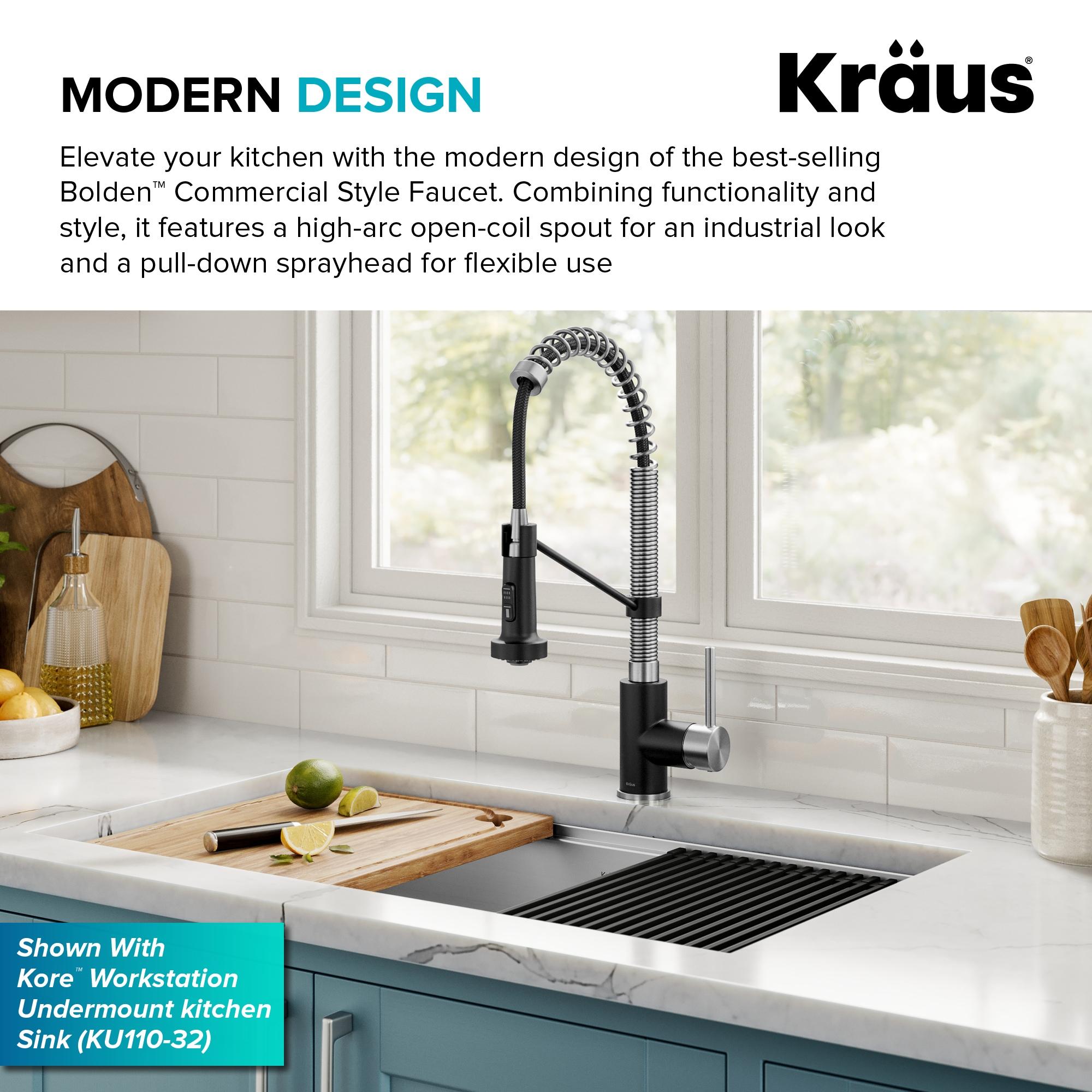 KRAUS Bolden Commercial Style 2-Function Single Handle Pull Down Kitchen Faucet