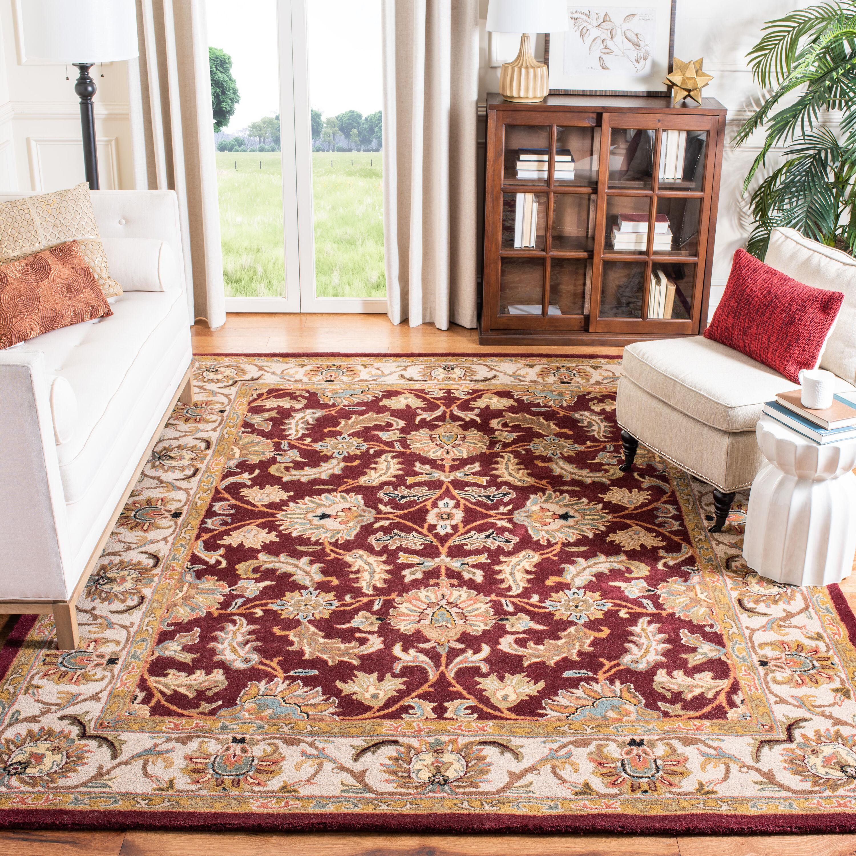 SAFAVIEH Heritage Valery Traditional Wool Area Rug, Red/Ivory, 9' x 12'