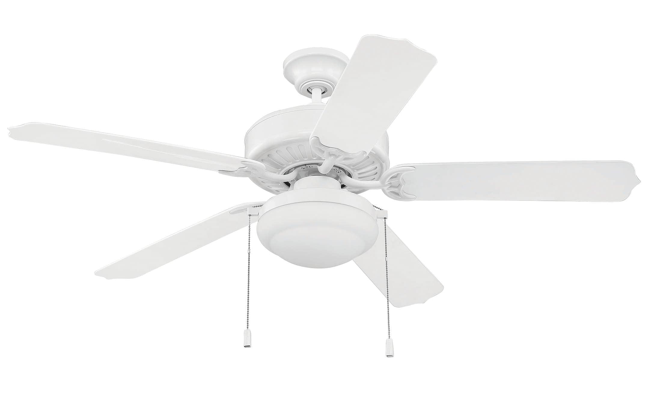 White 52" Traditional Ceiling Fan with Light Kit