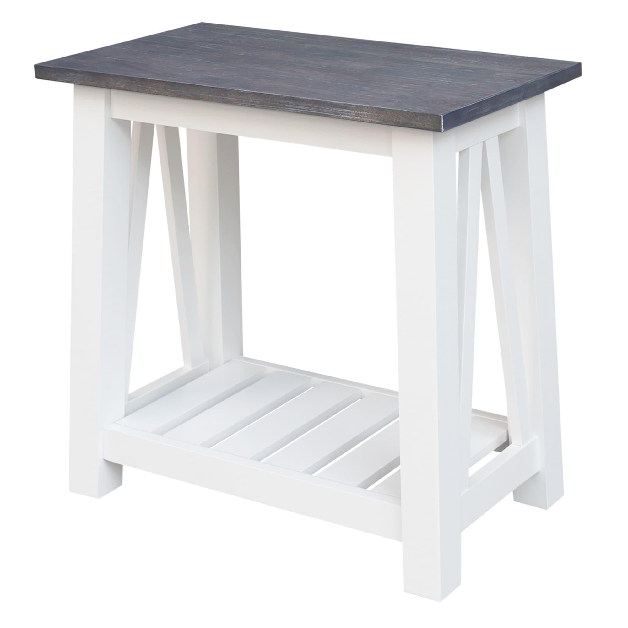 Surrey Side Table White/Heather Gray - International Concepts: Hardwood, Narrow, Fixed Shelf