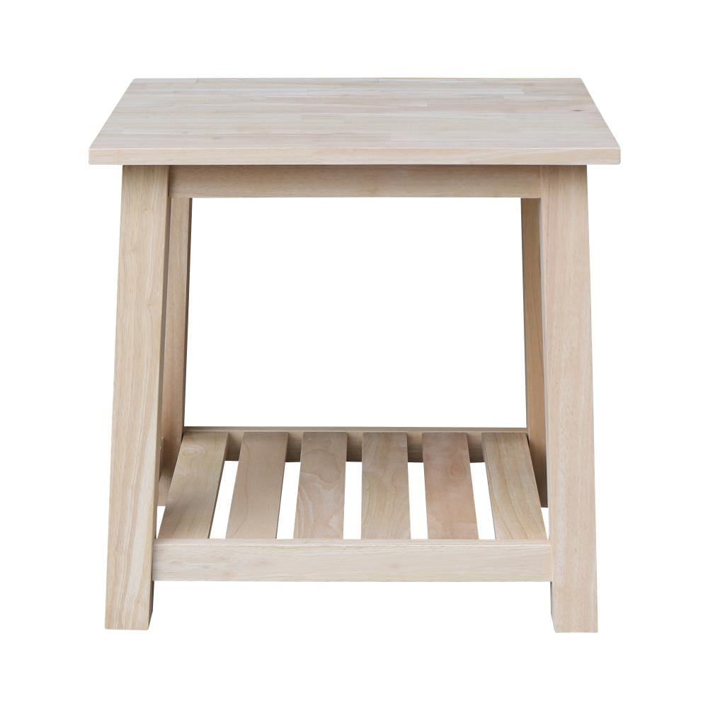Surrey Solid Wood End Table with Shelf - Unfinished