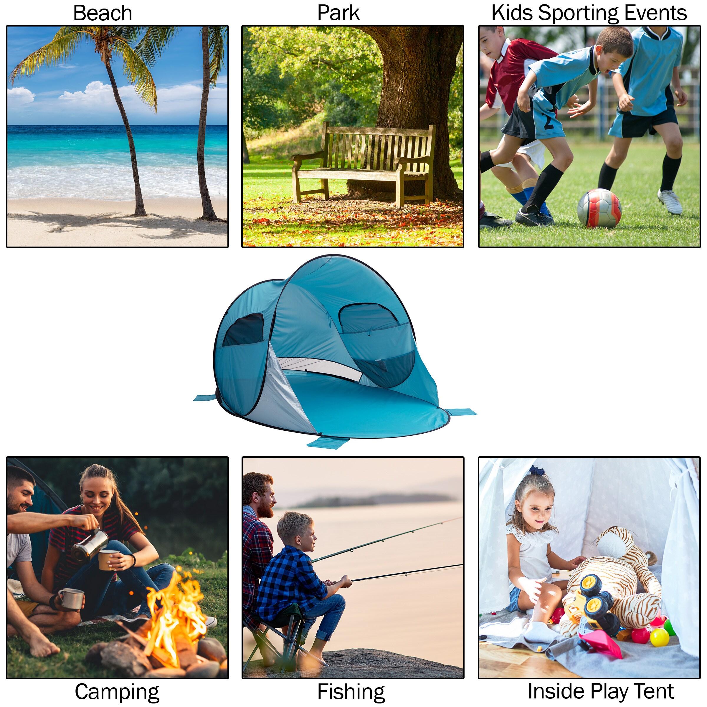 wakeman Wakeman UPF50+ Pop Up Beach Tent Sun Shelter, Blue