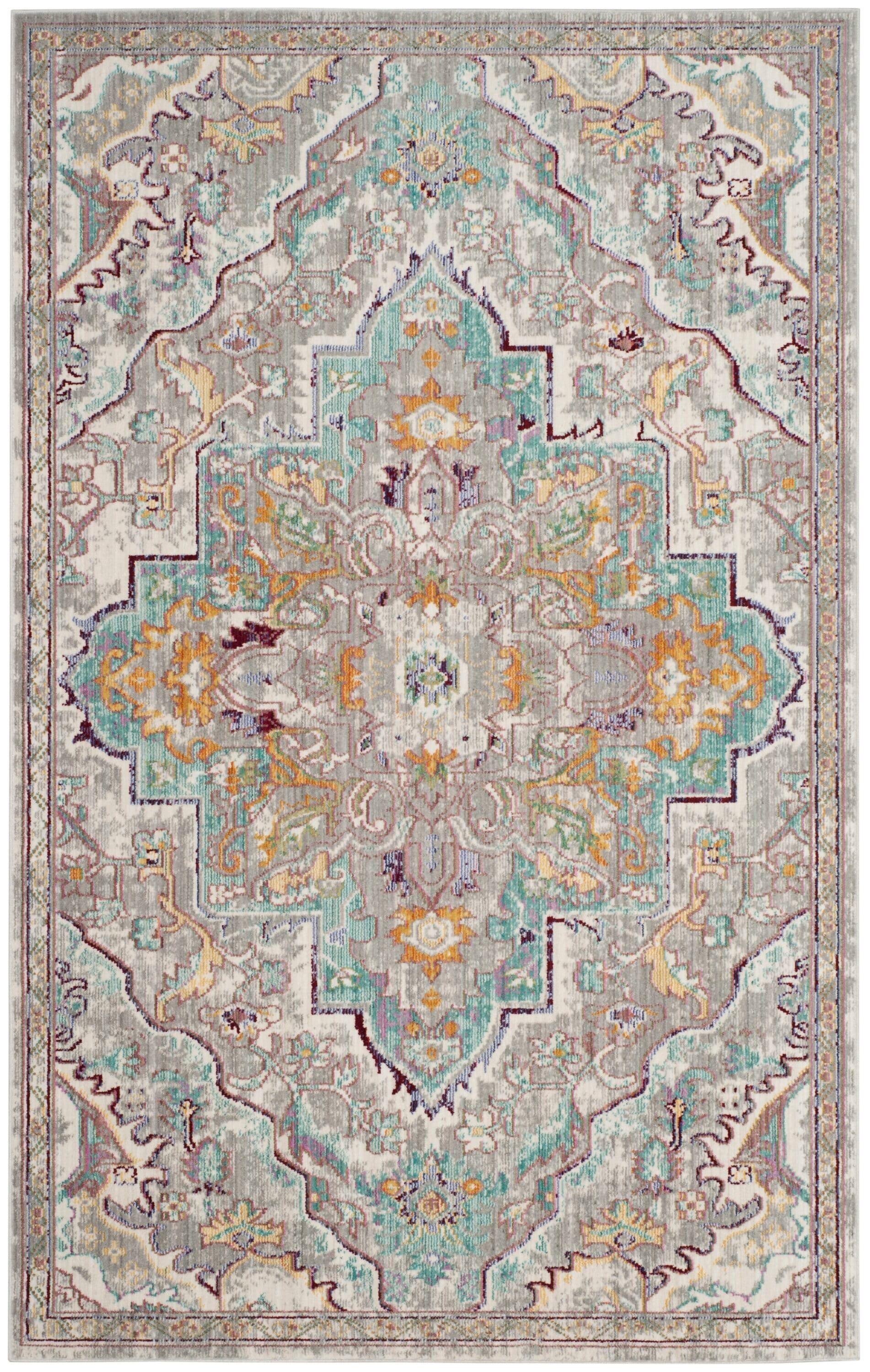 Mystique MYS921 Power Loomed Accent Rug - Grey/Light Blue - 3'x5' - Safavieh.