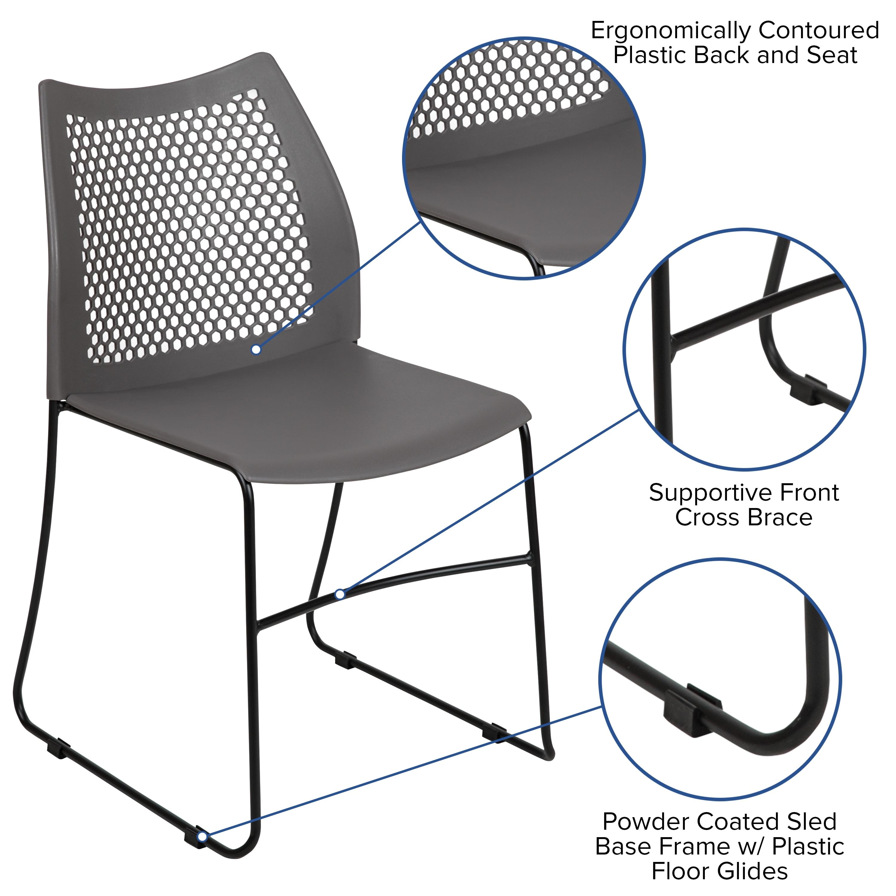 Antonia 661 lb. Capacity Stack Chair with Air-Vent Back and Powder Coated Sled Base