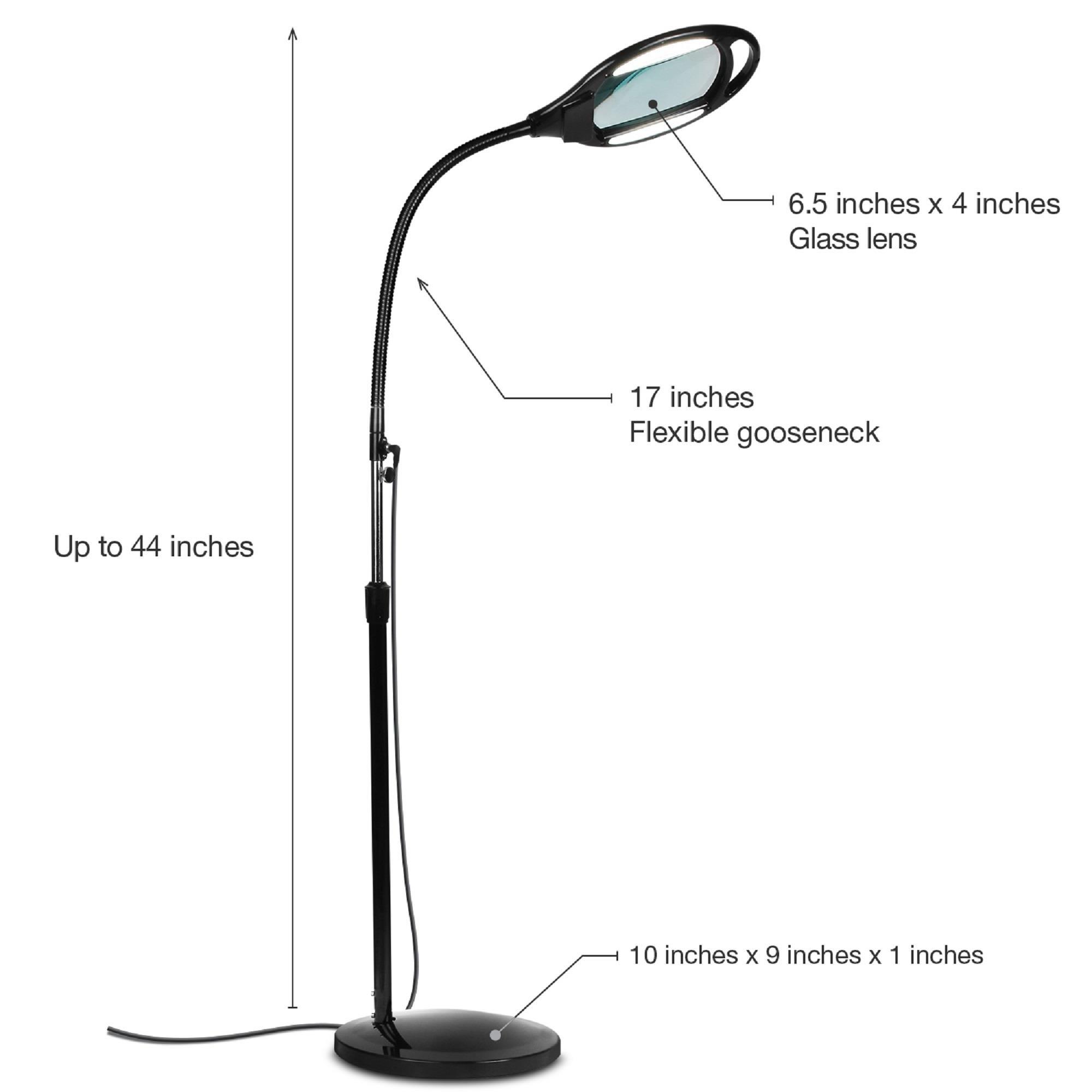 Brightech Pro 44 in. Industrial 2.25X Magnifying LED Floor Lamp with Adjustable Gooseneck Head