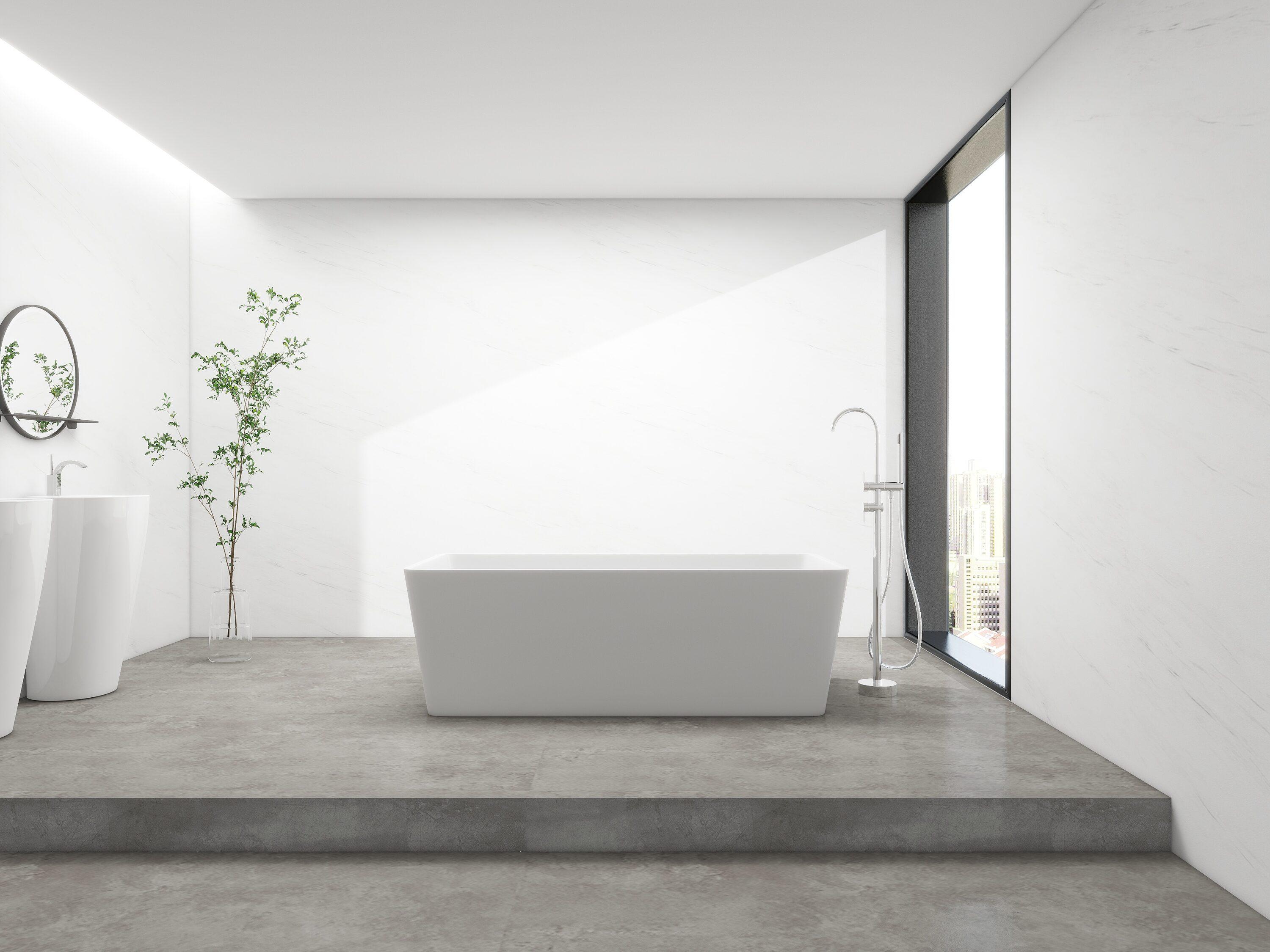 59'' x 30'' Freestanding Soaking Solid Surface Bathtub