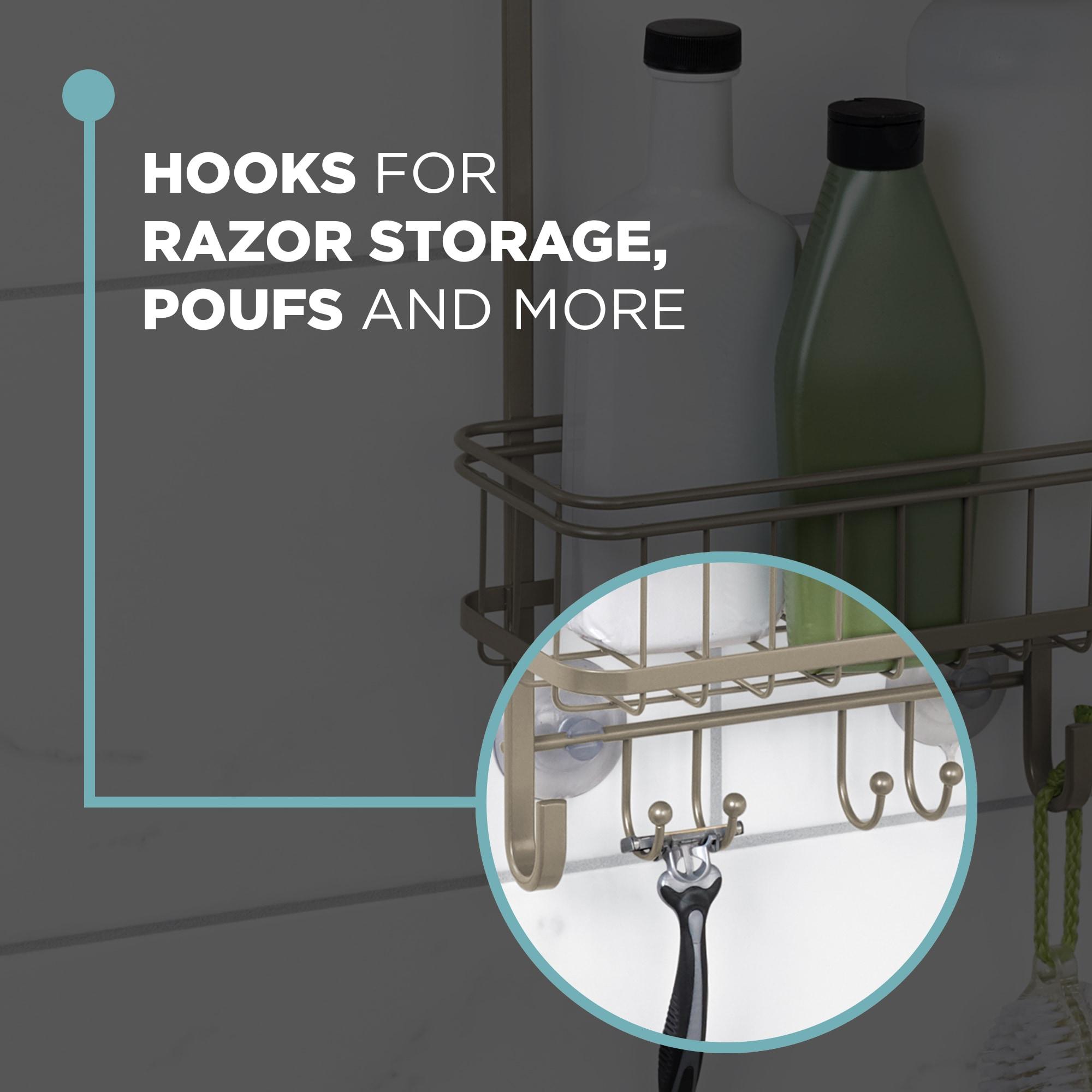 Zenna Home Shower Caddy Hanging Bathroom Organizer, Steel Shower Rack with 2 Shelves, Rust-Resistant Over Shower Head Caddy Storage System, Satin Nickel