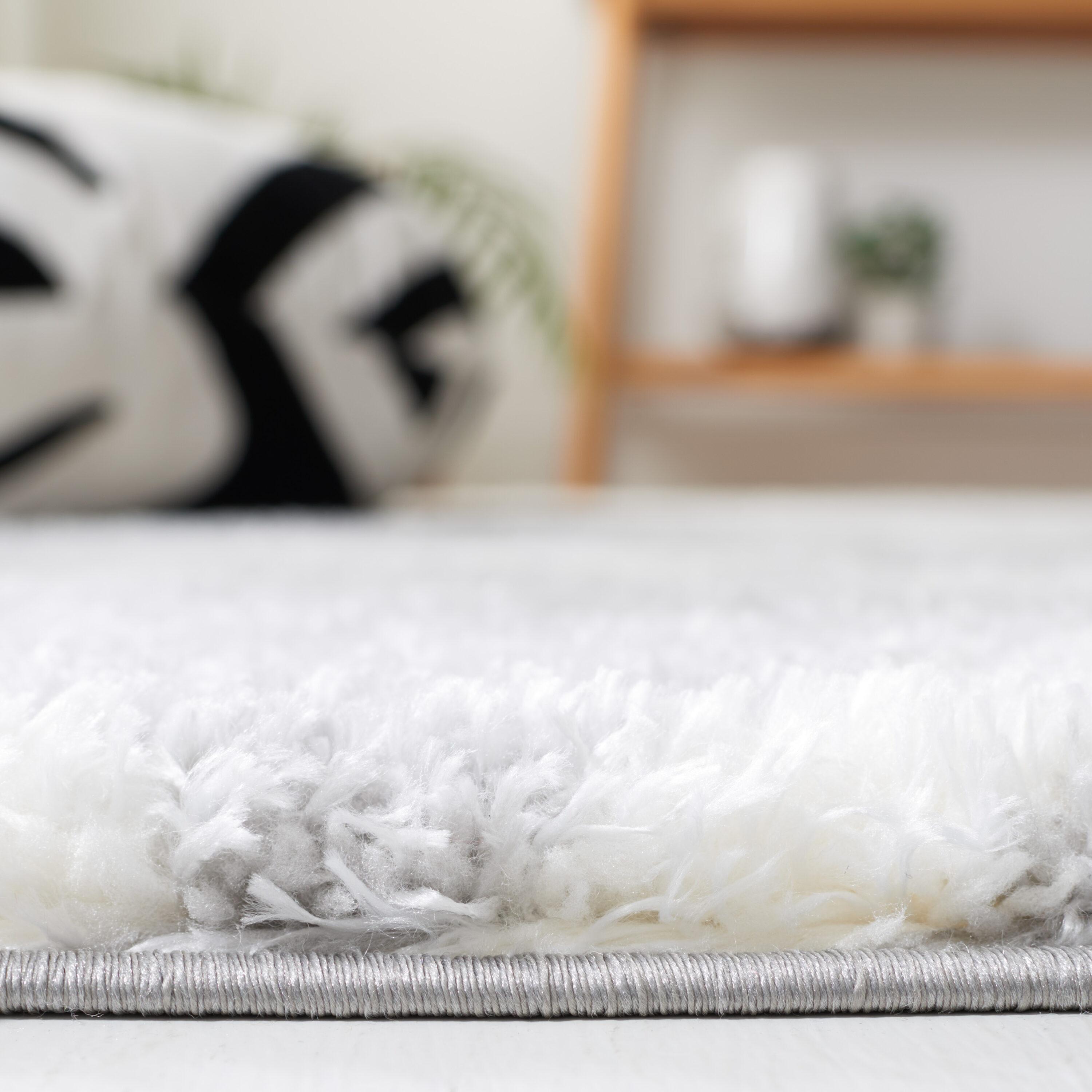 Tahoe Shag THO675 Power Loomed Indoor Area Rug - Light Grey/White - 5'x7' - Safavieh