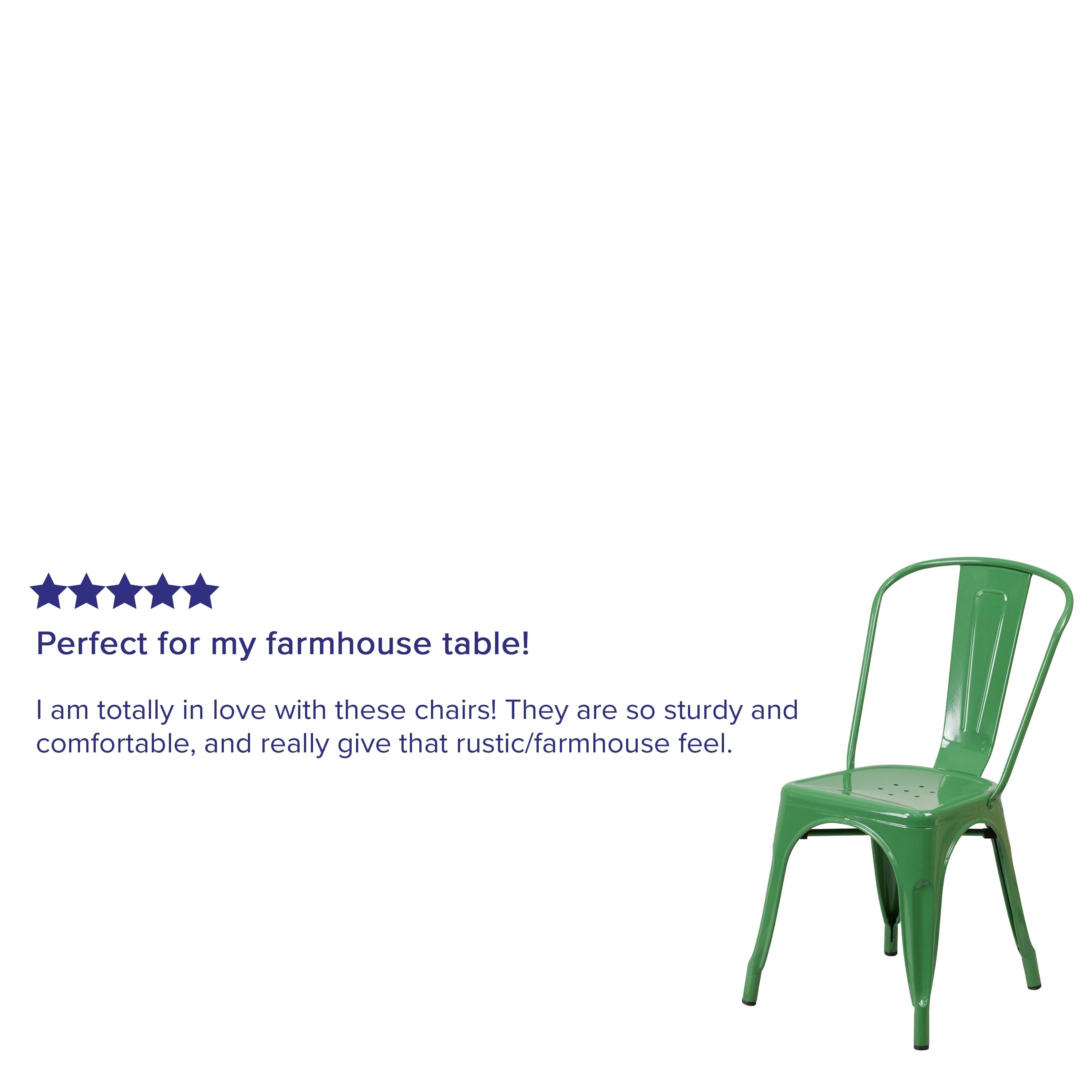 Flash Furniture Commercial Grade Green Metal Indoor-Outdoor Stackable Chair