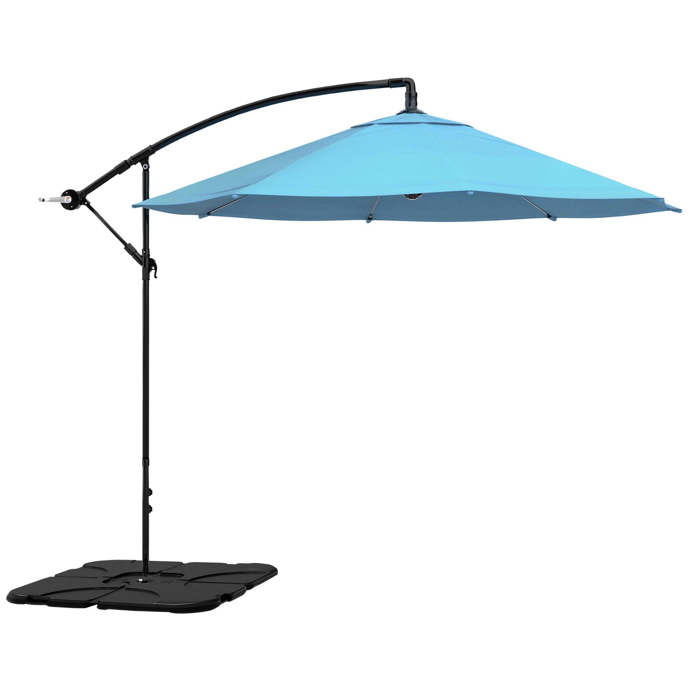 10-Foot Blue Aluminum Cantilever Patio Umbrella with Base