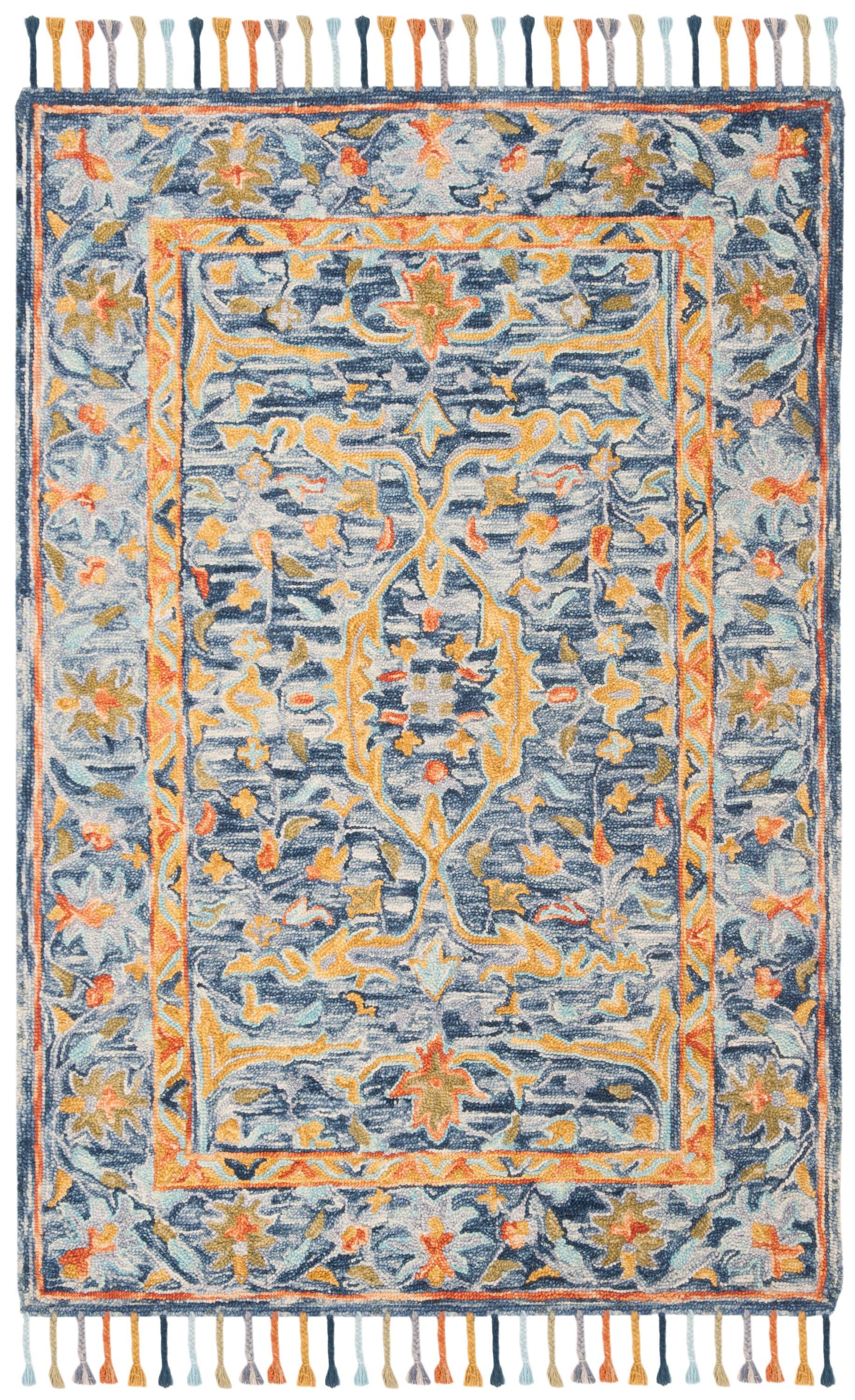 Aspen APN116 Hand Tufted Area Rug - Blue/Rust - 4' X 6' - Safavieh.