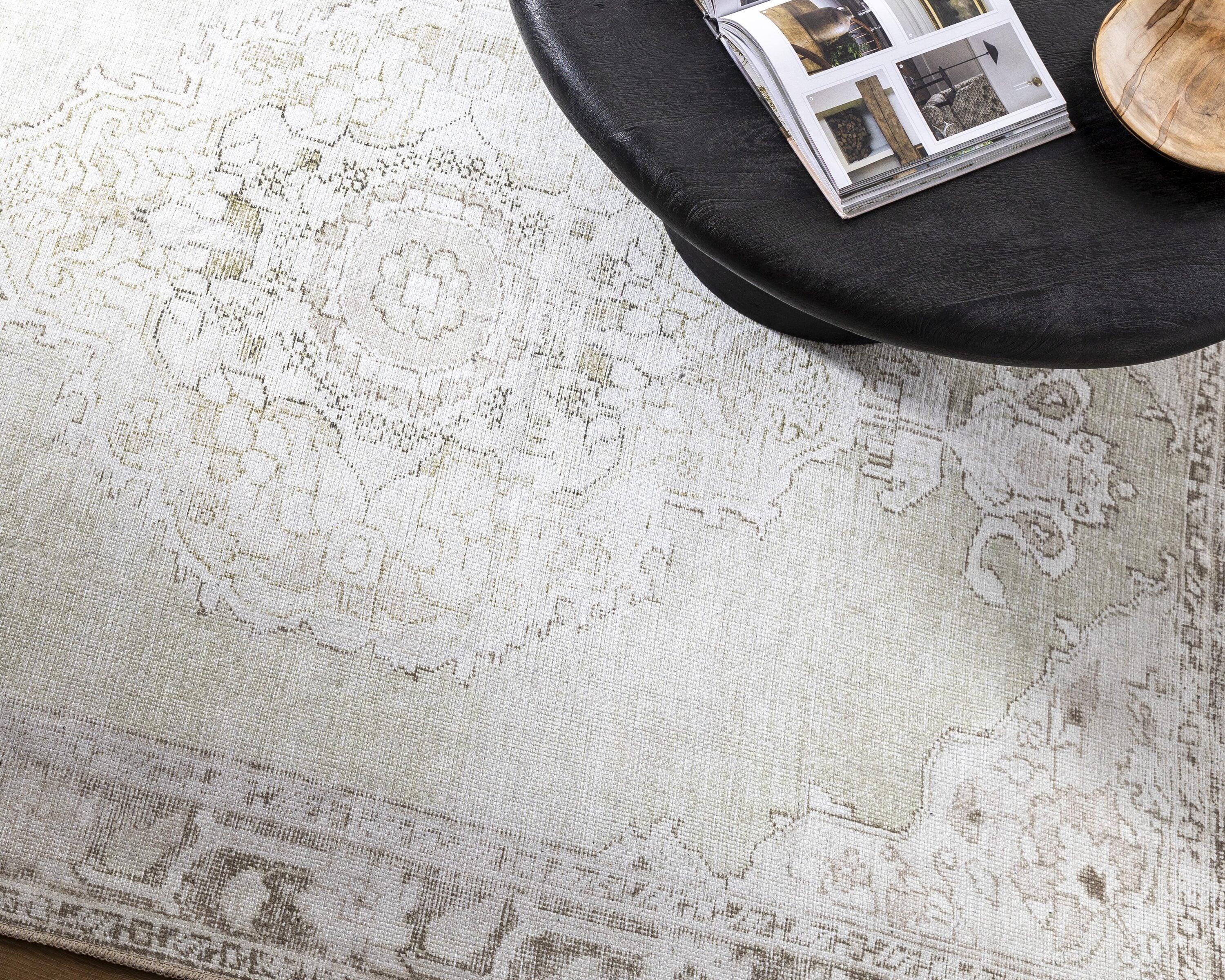 Our PNW Home x Livabliss Our PNW Home x Livabliss Machine Washable Oriental Boho Cream Light Brown Area Rug