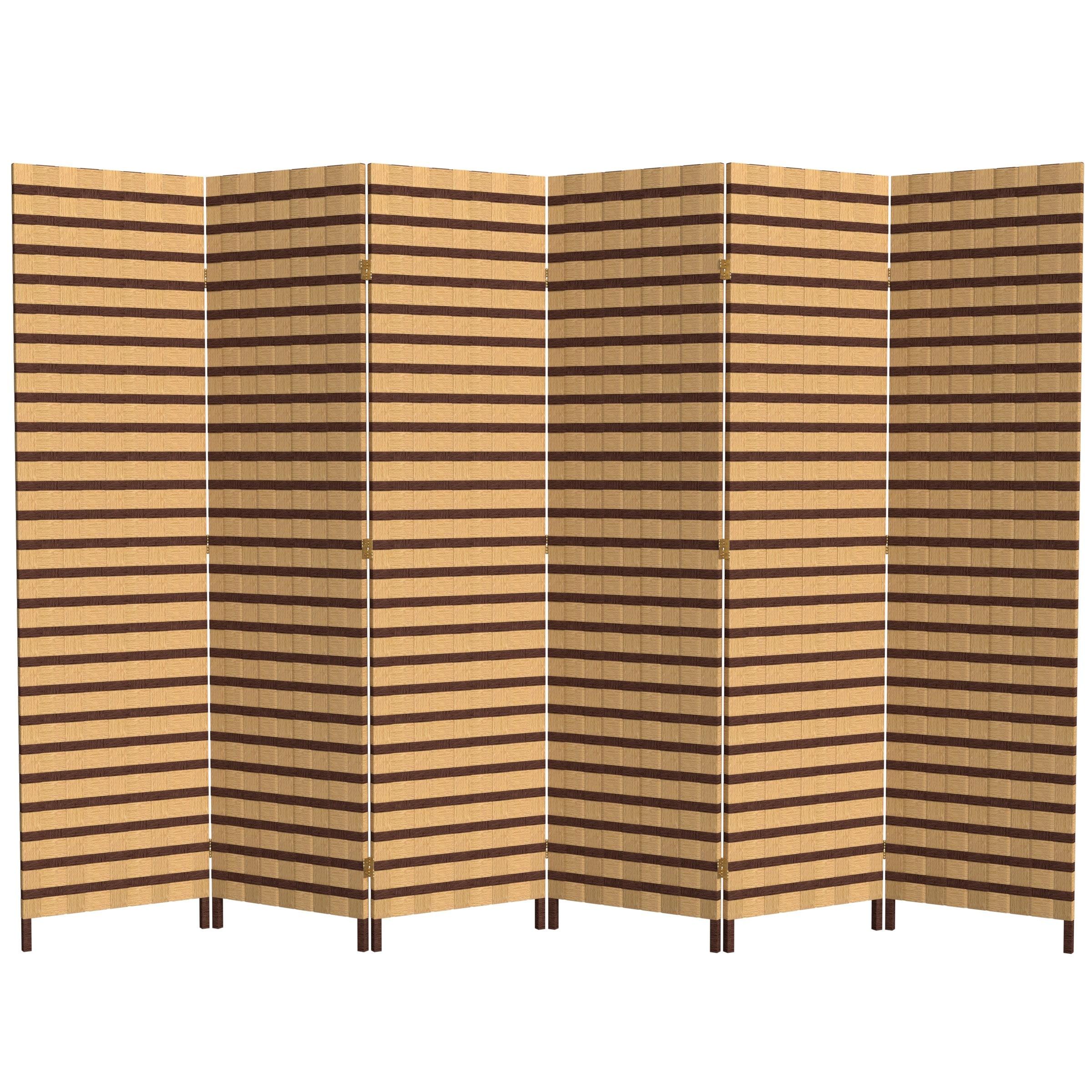 Oriental Furniture 6 ft. Tall Two Tone Natural Fiber Room Divider