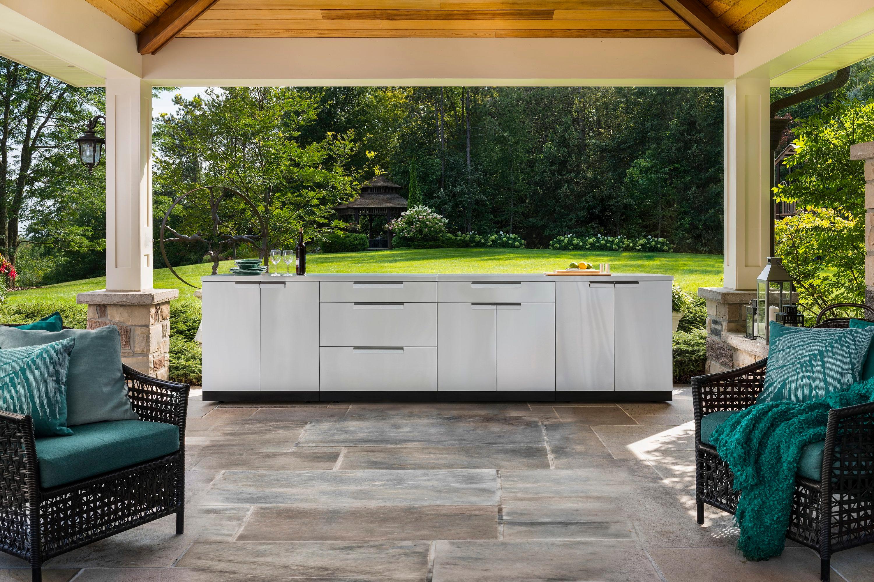 Outdoor Kitchen 96" W x 24" D x 36.5" H 6-Piece Modular Cabinet Set