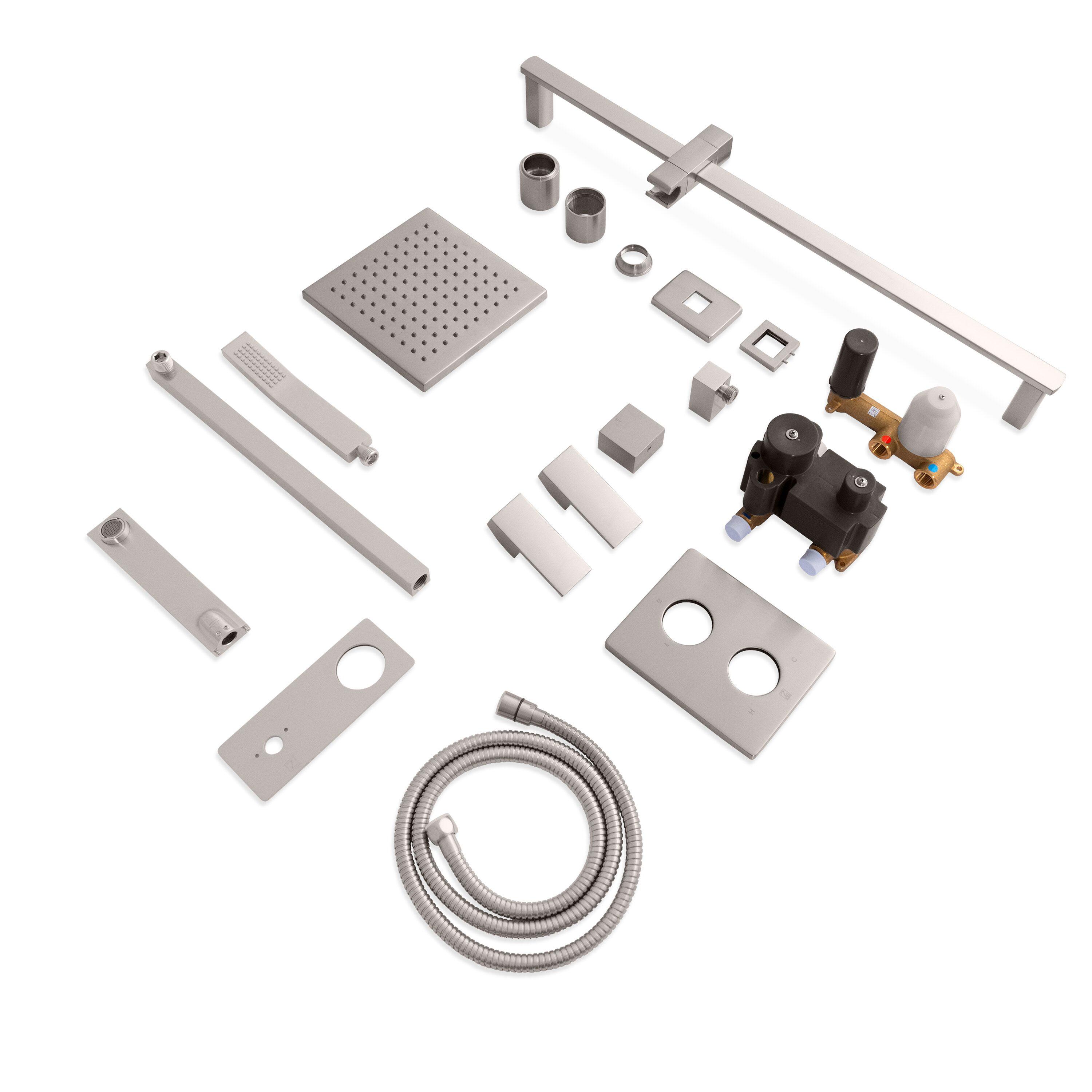 ZLINE KITCHEN & BATH RainSync Bliss Brushed nickel 1-handle Multi-function 7.5-Inches Square Shower Faucet with Valve