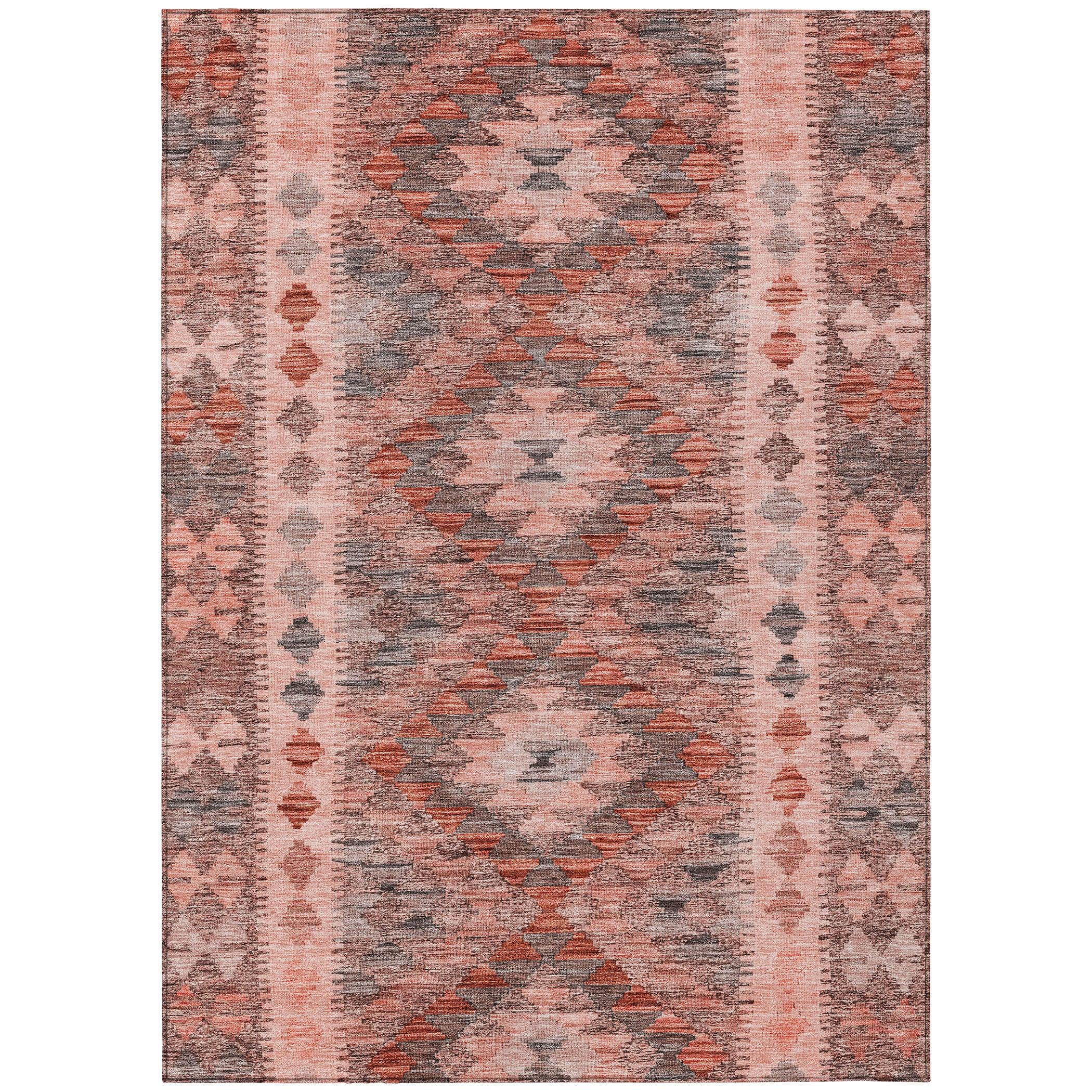 Machine Washable Indoor/Outdoor Claudian ACN1226 Terracotta Rug
