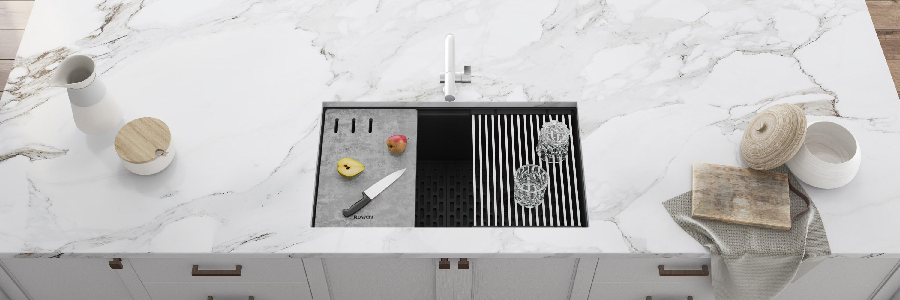 Ruvati 33-inch Undermount Workstation Granite Composite Kitchen Sink
