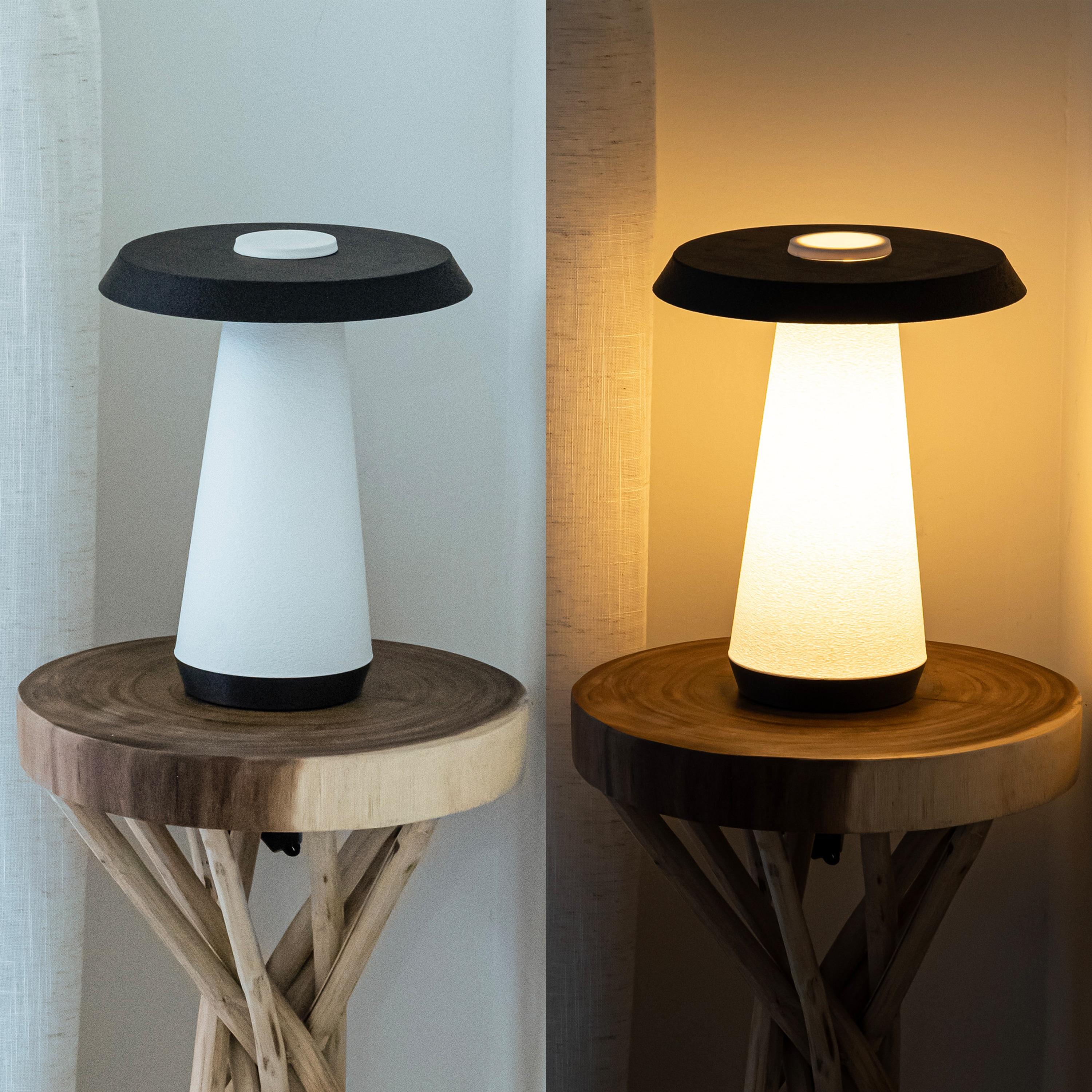 White and Black 3D Printed Dimmable LED Table Lamp