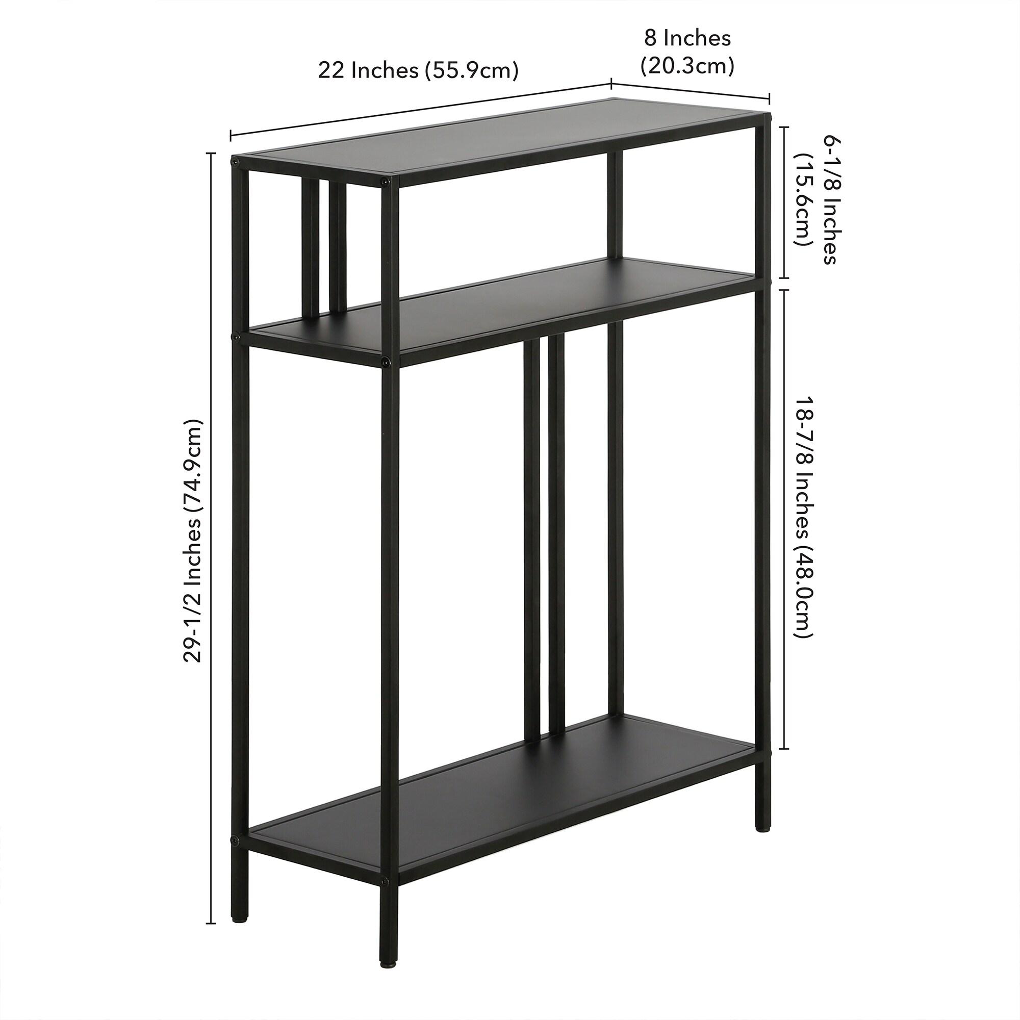 Evelyn&Zoe Cortland 22" Wide Rectangular Console Table with Metal Shelves, Blackened Bronze