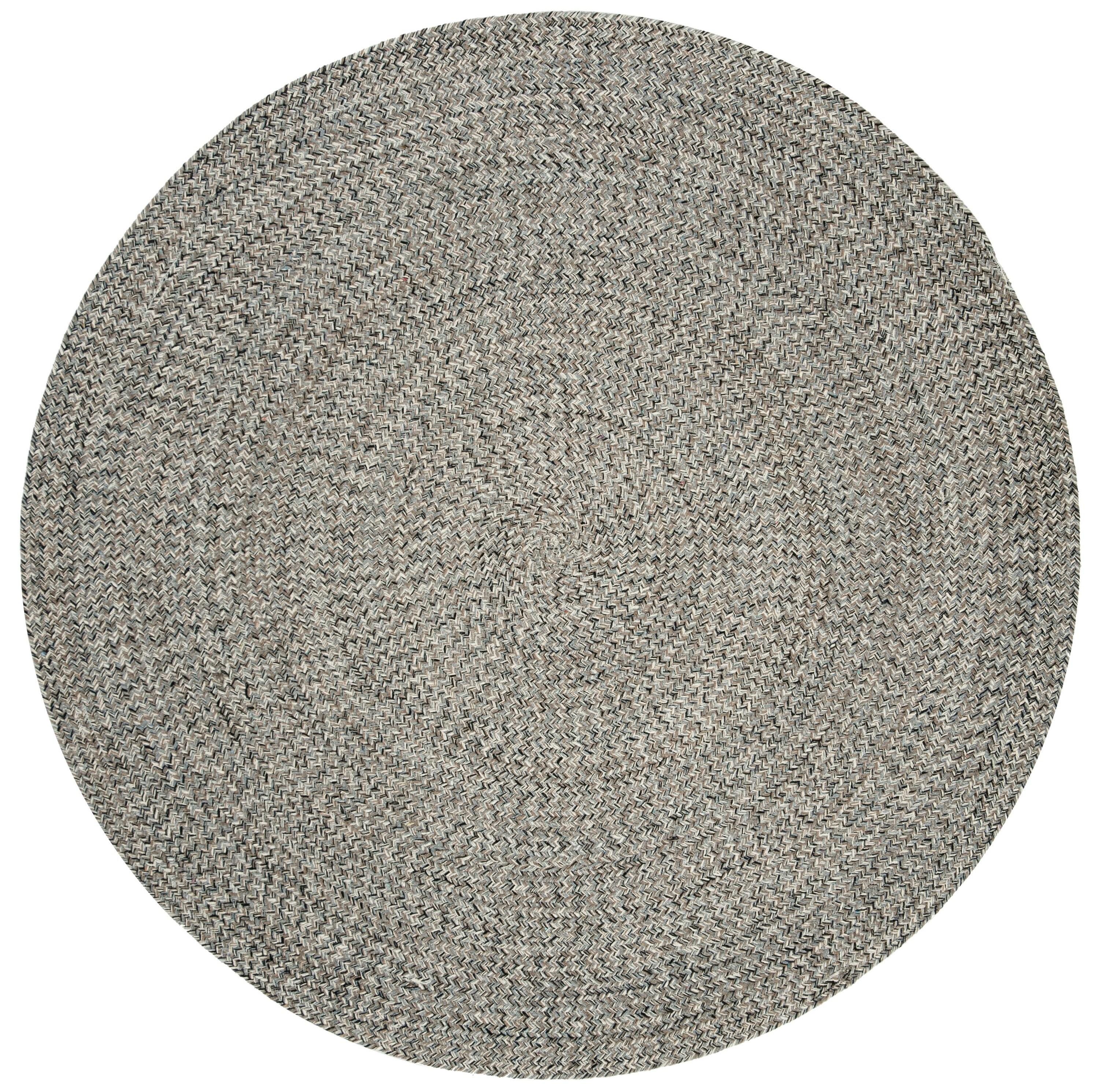 Braided BRD256 Hand Woven Indoor Area Rug - Ivory/Steel Grey - 5' Round - Safavieh