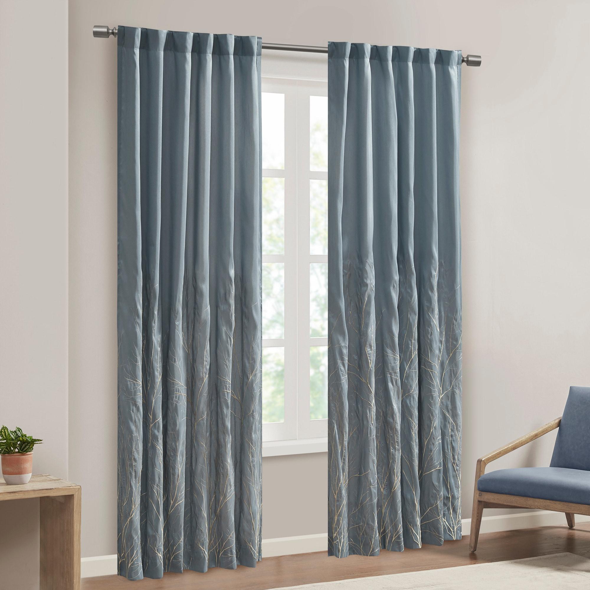 Andora Embroidered Branch Rod Pocket Single Curtain Panel