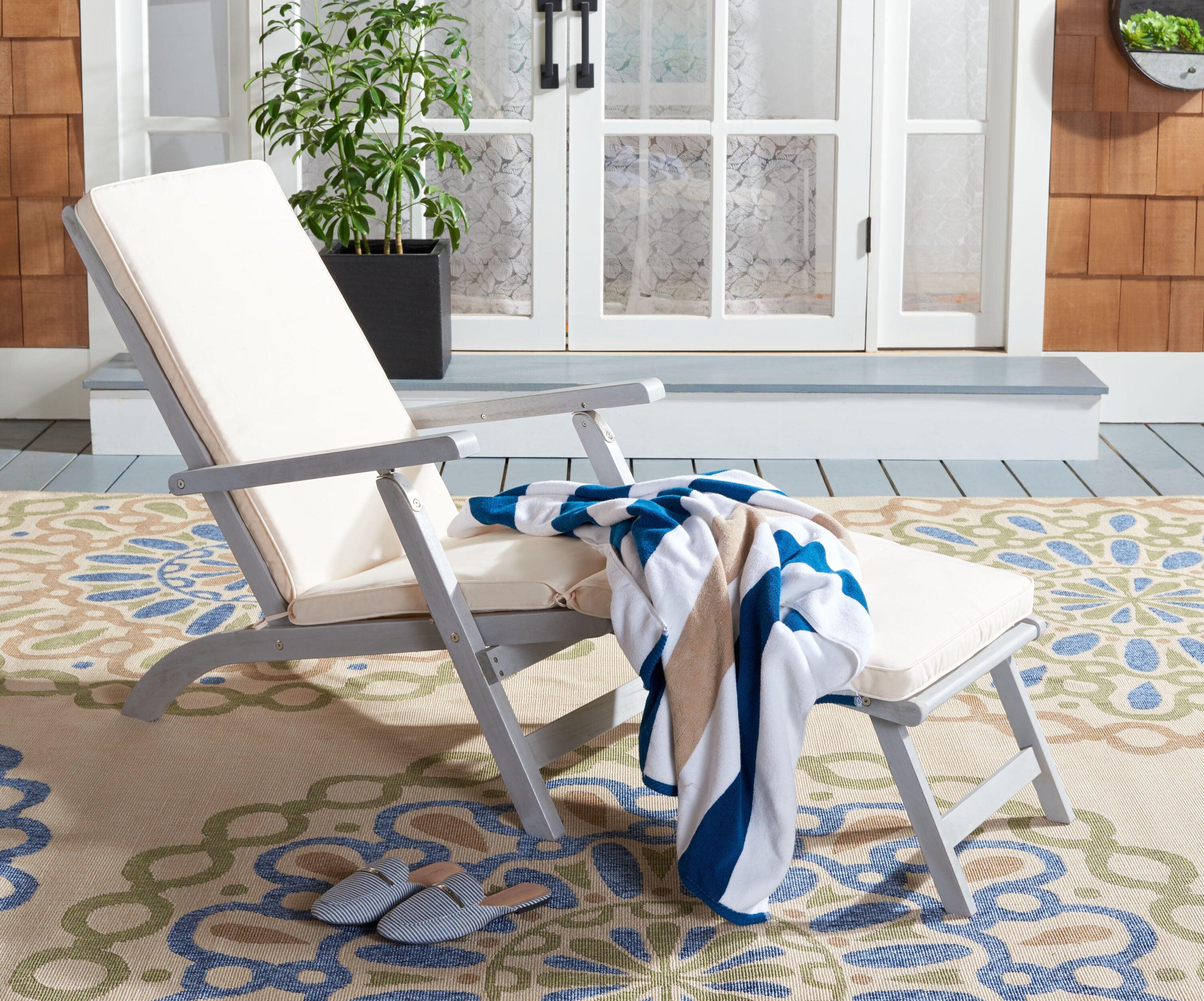 Palmdale Lounge Chair - Outdoor - PAT7015 - Grey/Beige -Safavieh