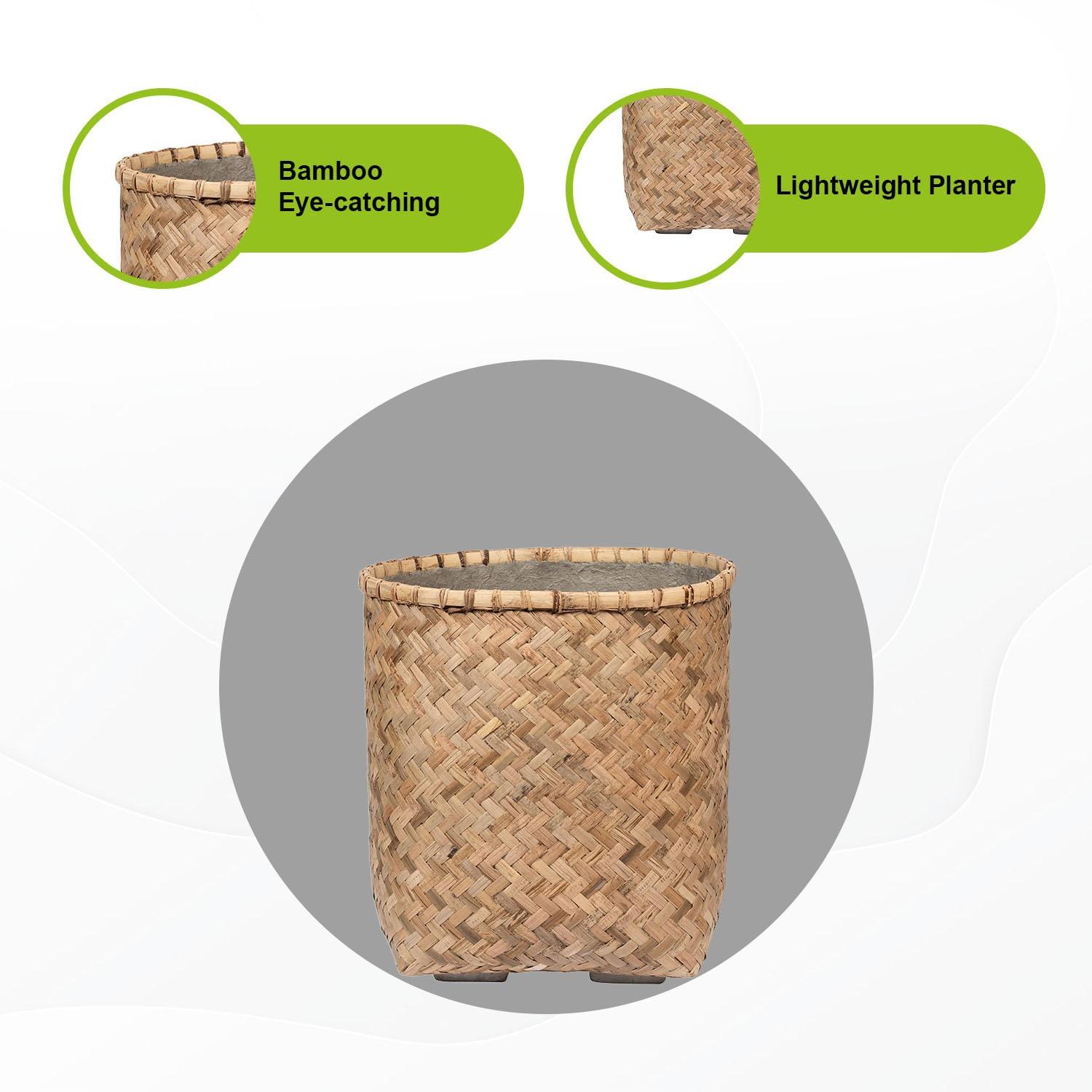 Pottery Pots USA Inc. Pottery Pots Zayn Bamboo Indoor Outdoor Round Planter, Natural Finish 18.9" x 18.9" x 20.9"