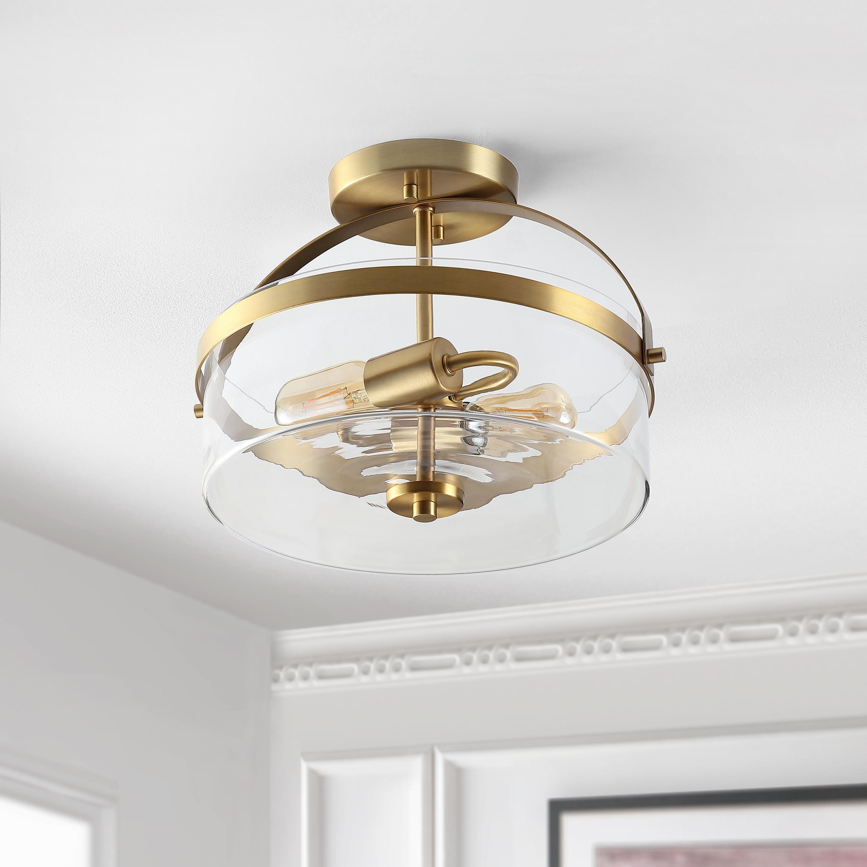 Nensor 2 Light 13" Flush Mount - FLU4051 - Brass/Clear - Safavieh