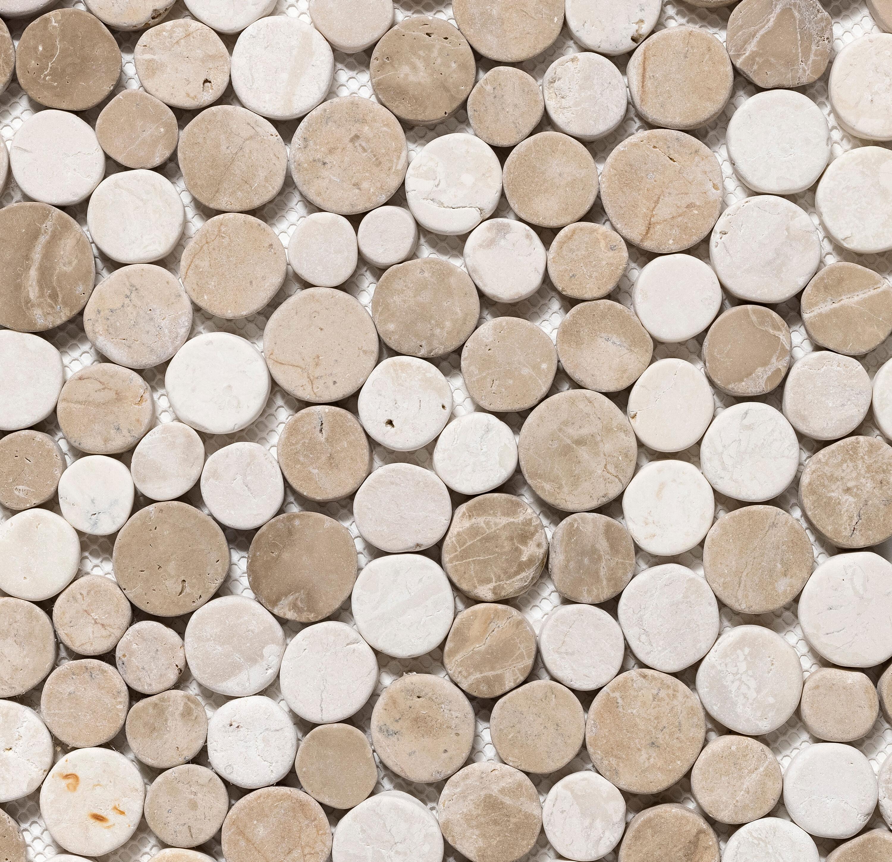 Cruz Bay Studio 11.5" x 11.5" Random Sized Natural Stone Penny Round Mosaic Wall & Floor Tile
