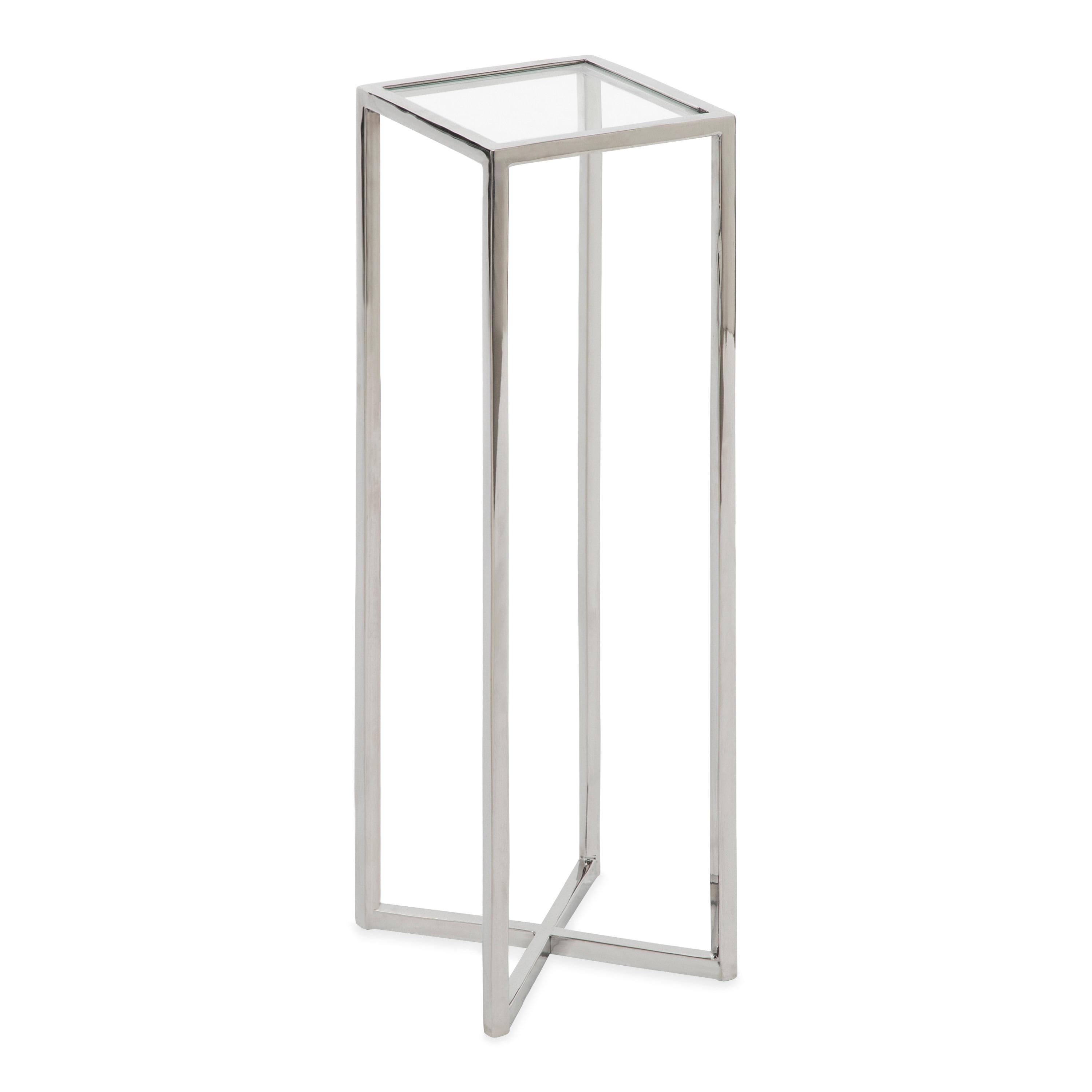 Kate and Laurel Jaspur Square Metal Drink Table, 7x7x21, Silver