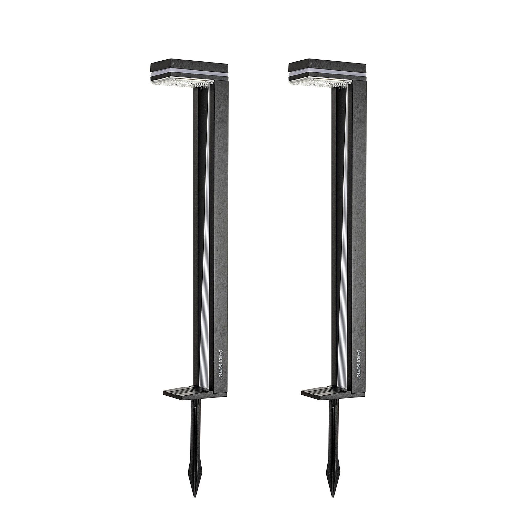 Gama Sonic Sentry Modern 60 Lumens Solar Outdoor LED Landscape Pathway Light - 2 Pack