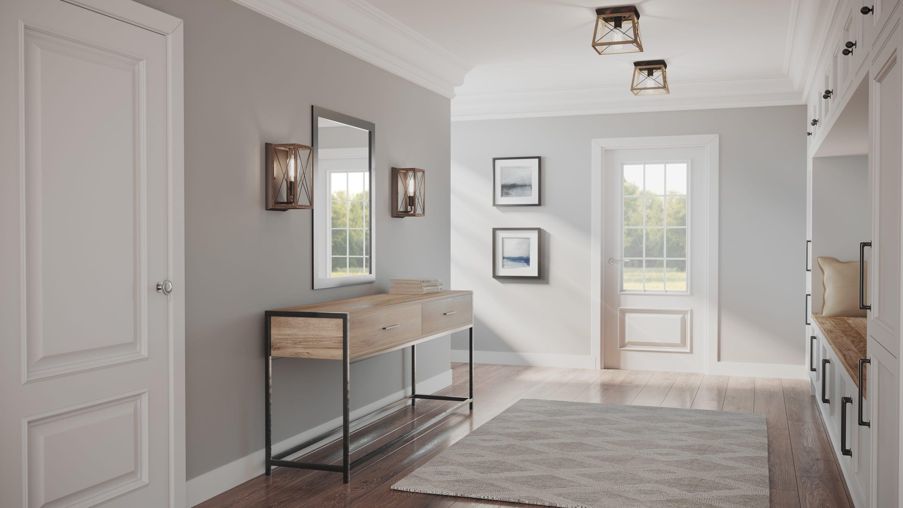 Progress Lighting Briarwood 1-Light Flush Mount, Antique Bronze, Faux-Painted Wood Shade