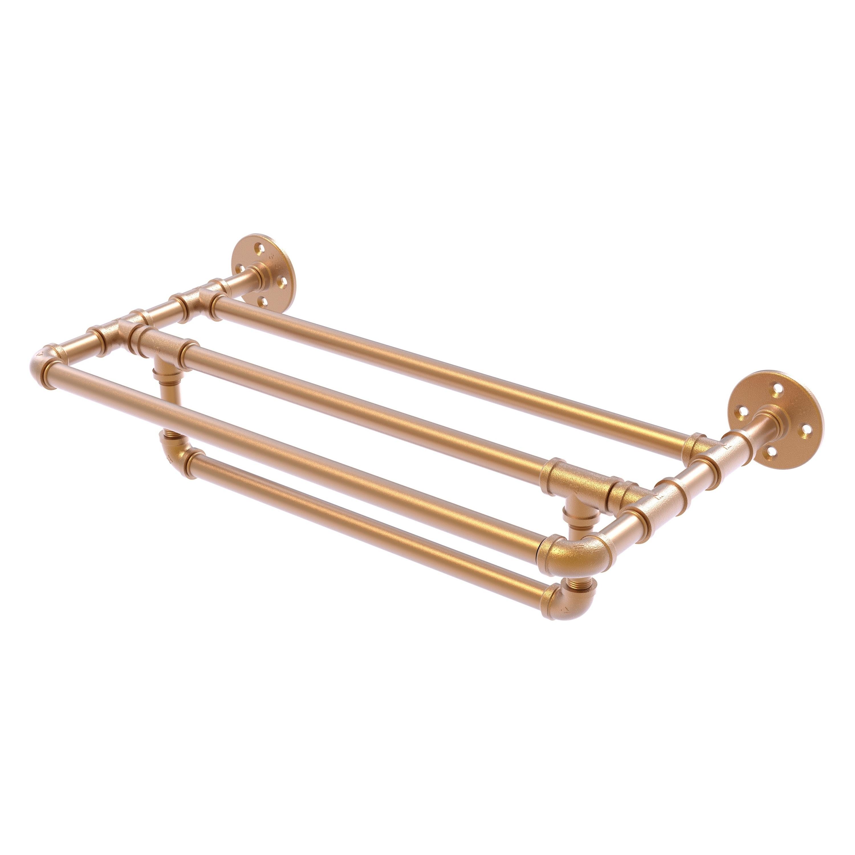 Brushed Bronze Wall Mounted Towel Shelf with Bar