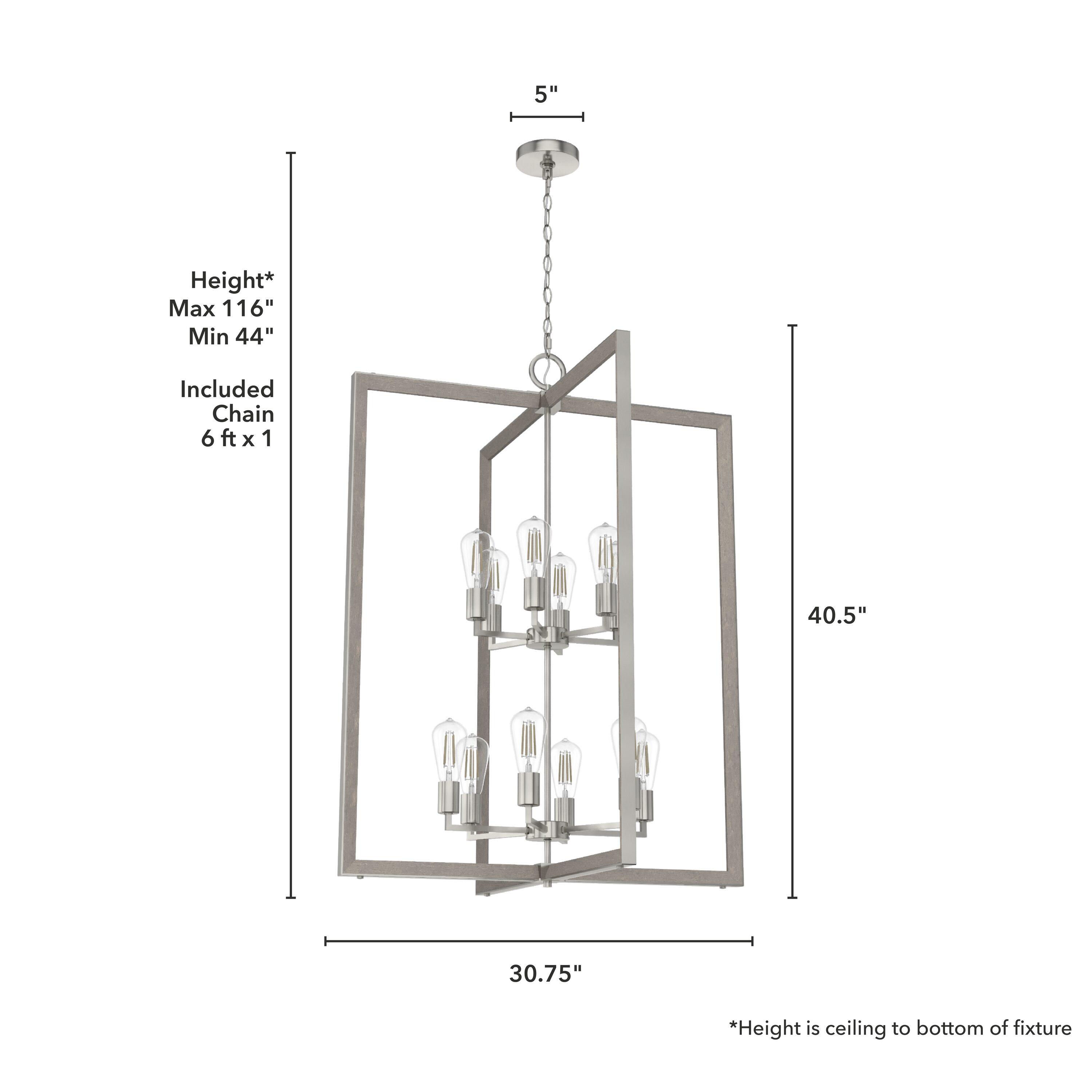 Woodburn 12 Light 30.5 Inch Foyer Pendant Ceiling Light Fixture