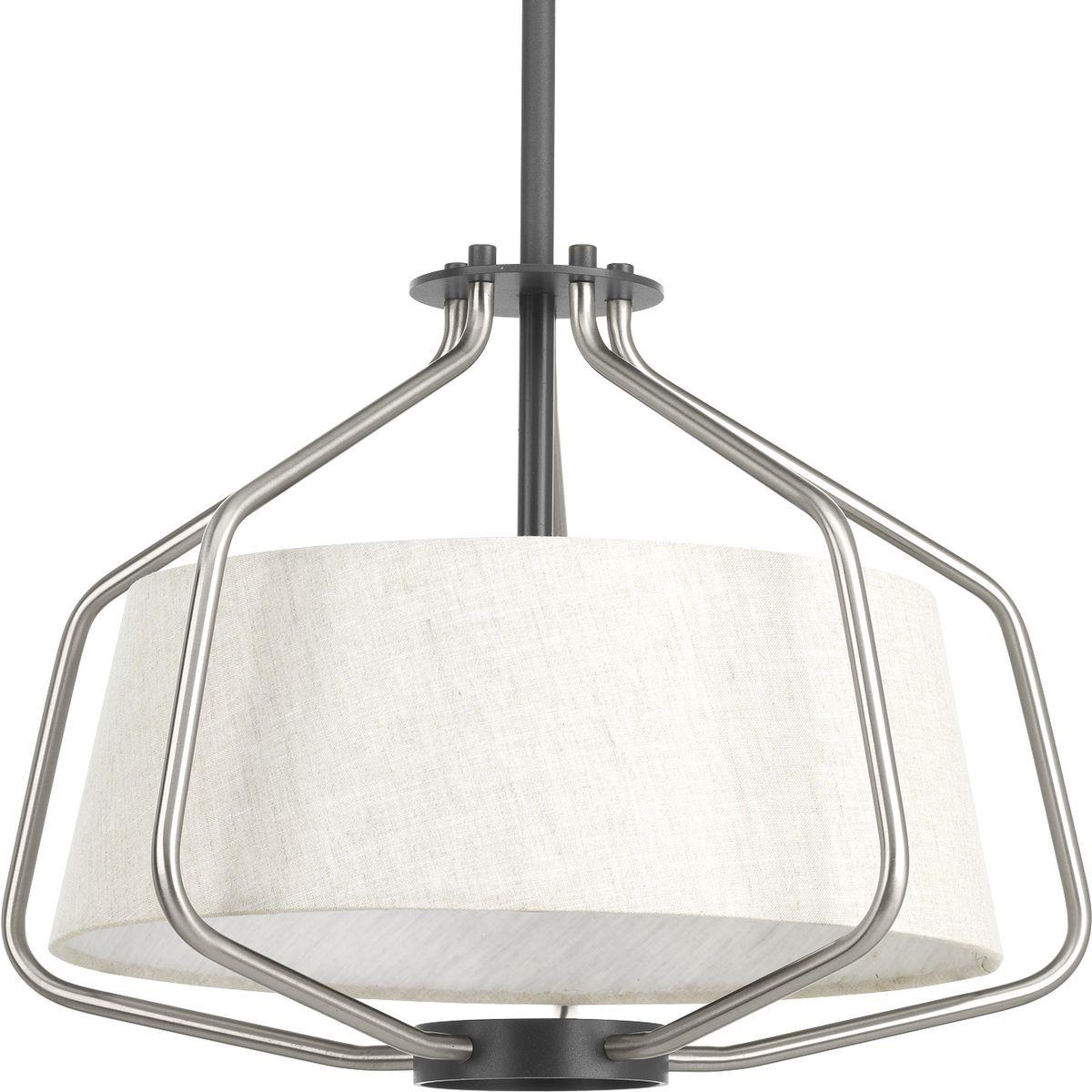 P350102-009-Progress Lighting-Hangar - Close-to-Ceiling Light - 2 Light - Drum Shade in Farmhouse style - 16 Inches wide by 13.25 Inches high-Brushed