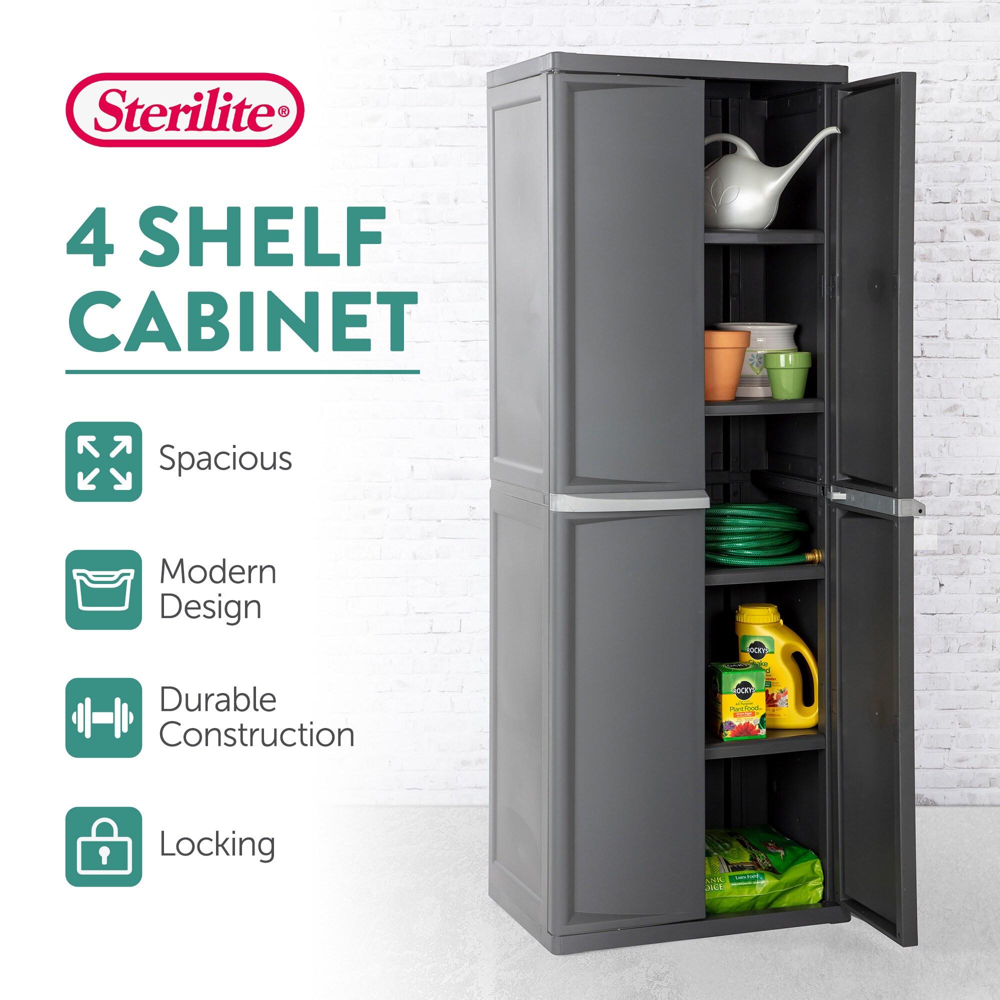 Sterilite Sterilite Adjustable 4-Shelf Gray Storage Cabinet With Doors (Set of 2)