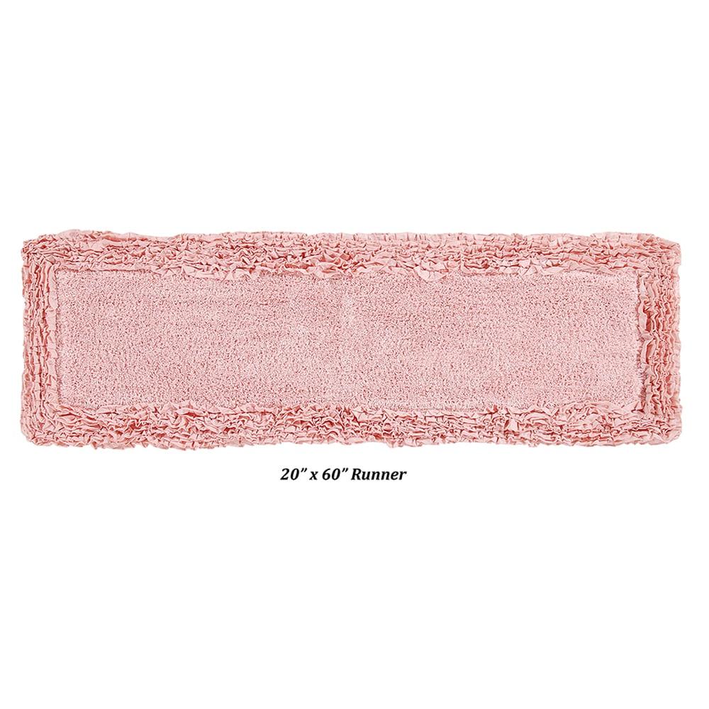Better Trends Shaggy Boader 100% Cotton Tufted Non- Slip Backing Bath Rug 20" x 60" Runner - Pink