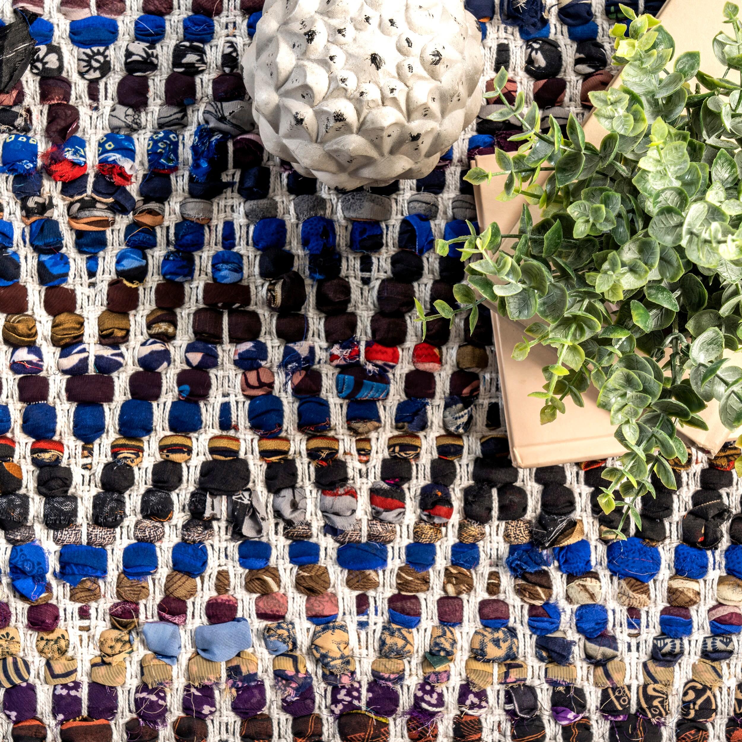 Nuloom Rochell Striped 4x6 Indoor Area Rug for Living Room Bedroom Dining Room Kitchen, Indigo/Multicolor