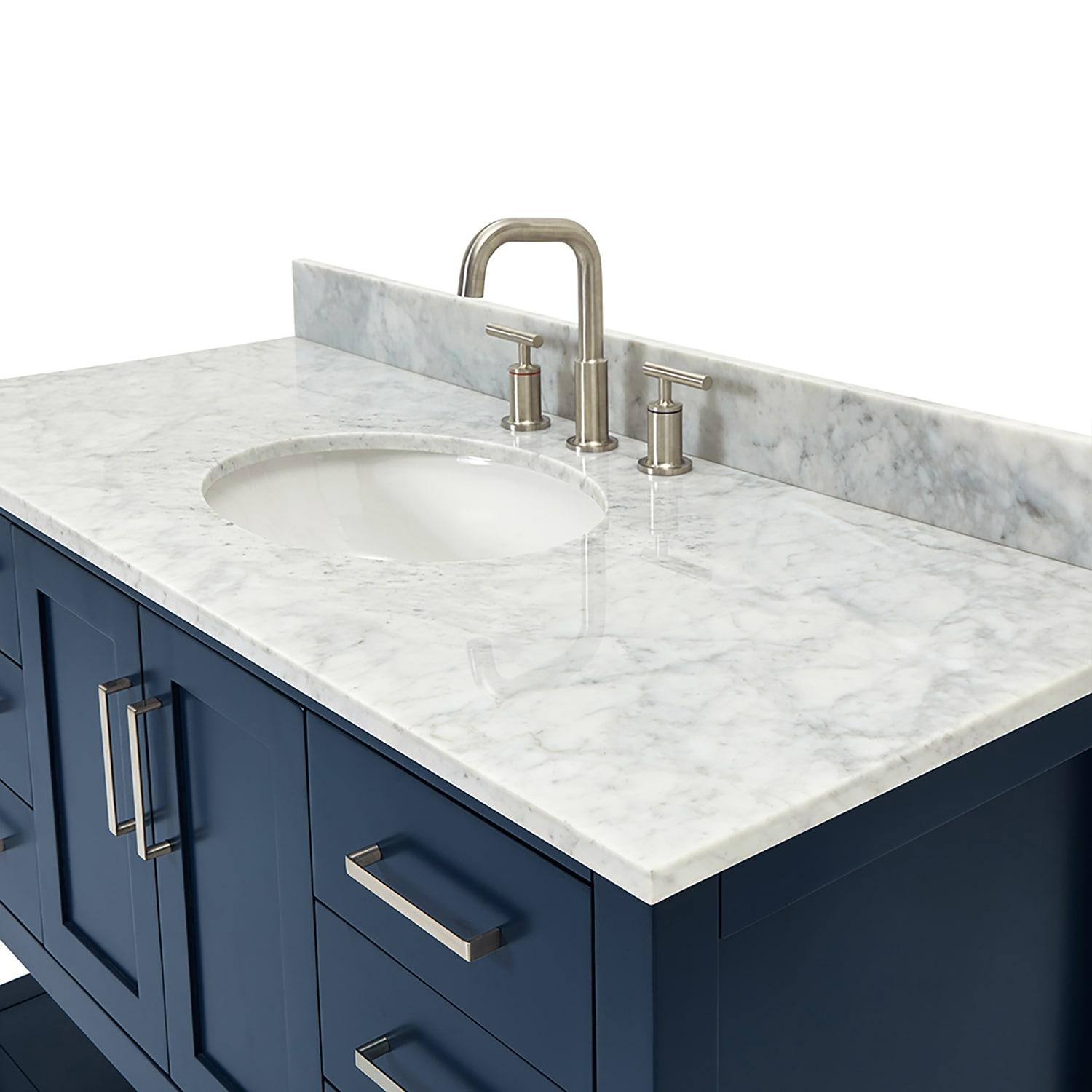 Midnight Blue 49" Single Basin Vanity with Carrara White Top