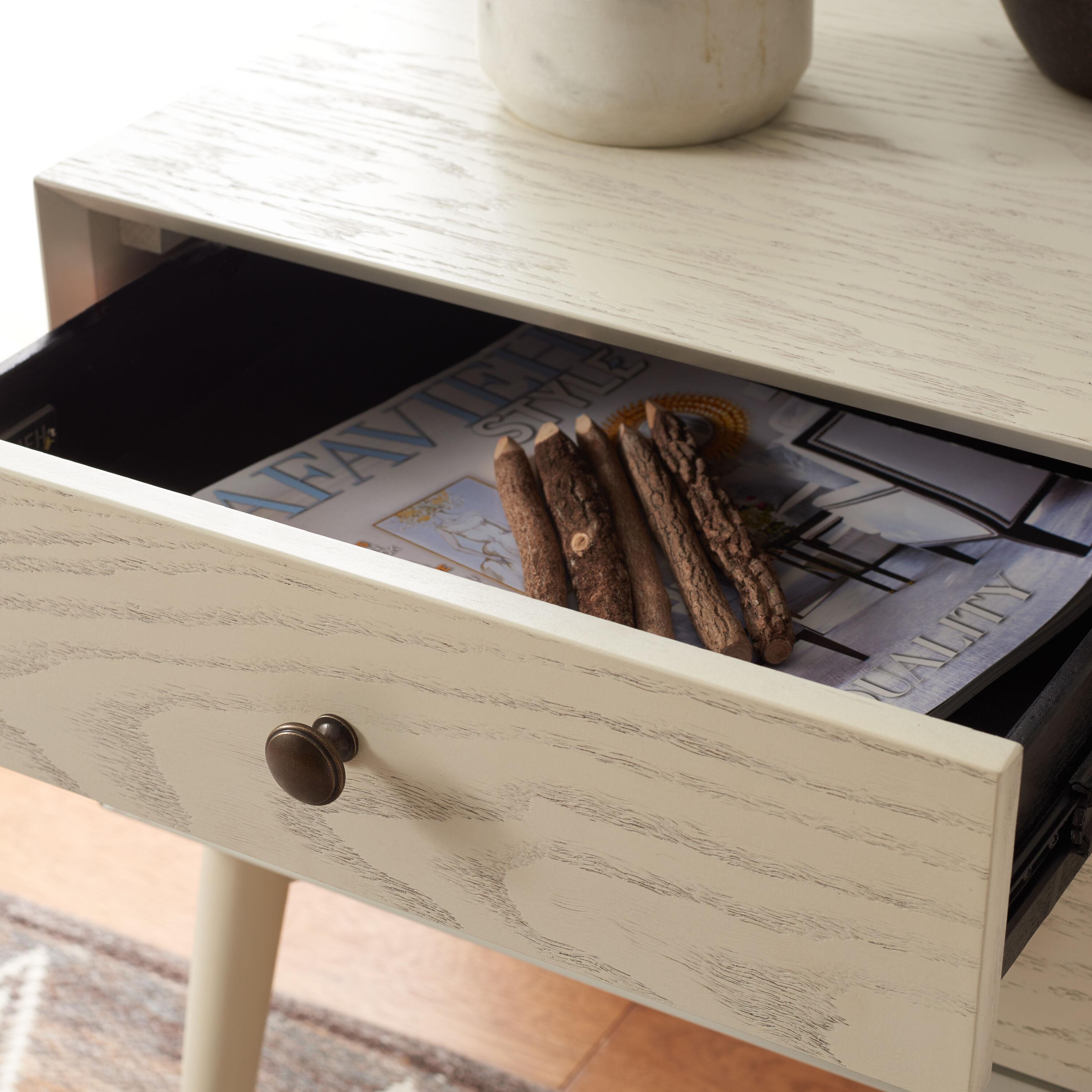 Scully 2 Drawer Nightstand - White Washed/Antique Gold - Safavieh