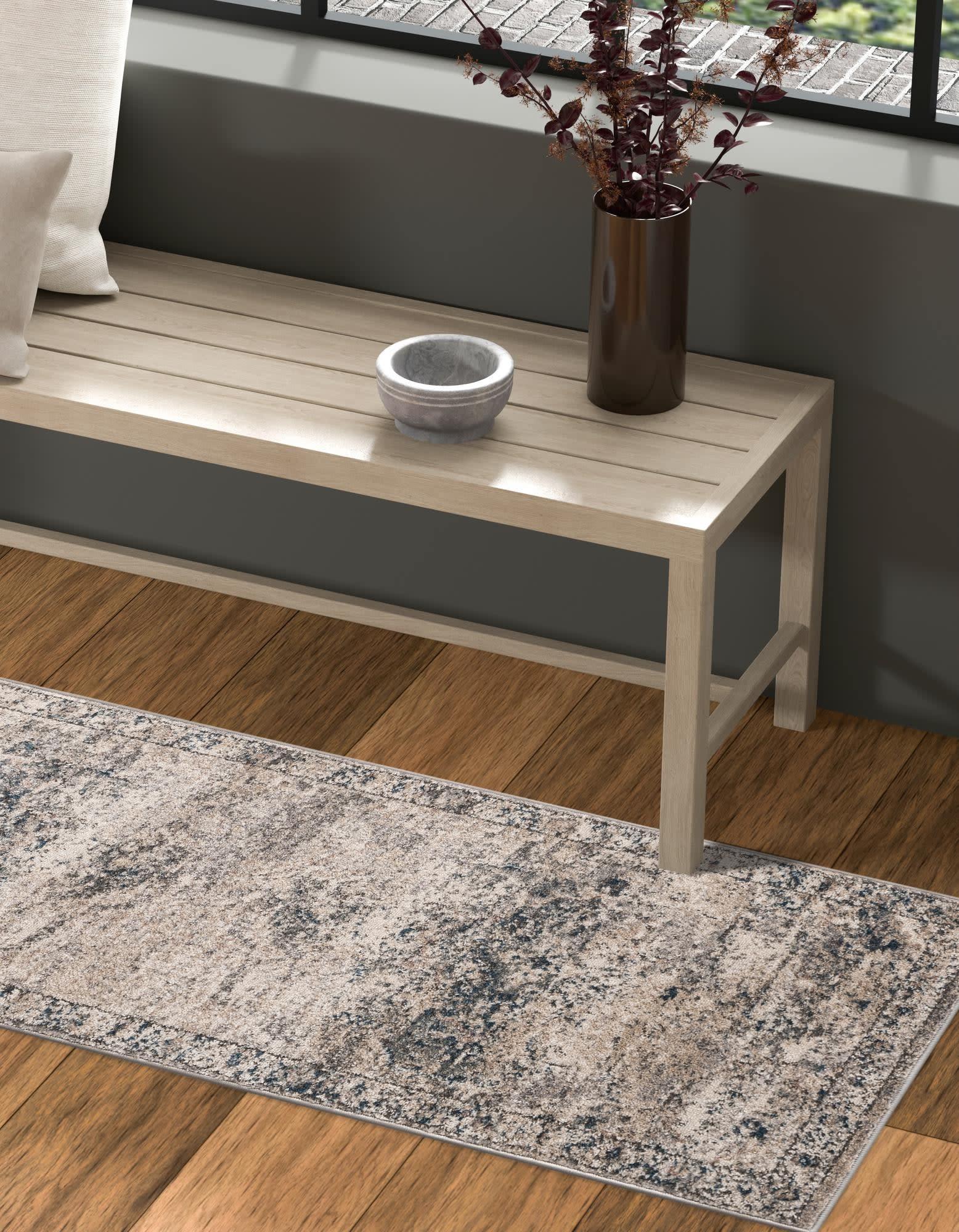 Unique Loom Portland Collection Area Rug - Canby (2'  x 8' Runner Gray/Blue)