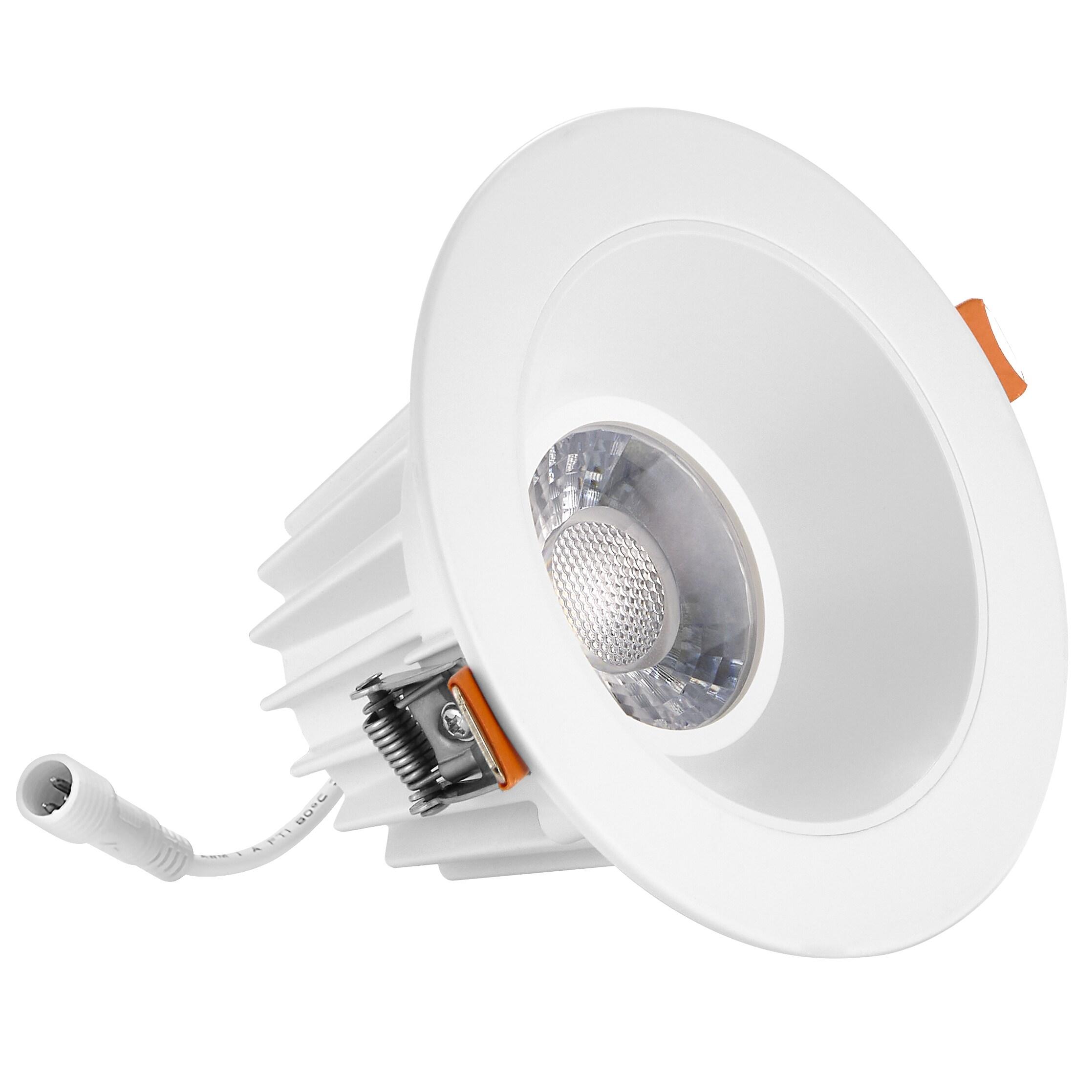 Maxxima 4 in. Ultra-Thin Recessed Anti-Glare LED Downlight Canless IC Rated 1200 Lumens 5 Color Temperature Selectable 2700K/3000K/3500K/4000K/5000K Dimmable White Trim, 90 CRI, Junction Box Included