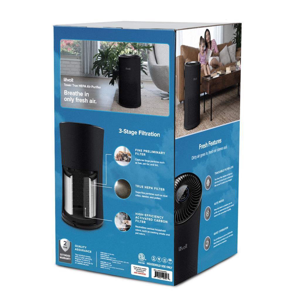 Levoit MetaAir Air Purifier Black: Energy Star, 4 Settings, 500-800 sq. ft., Captures Smoke & Allergens, Carbon Filter