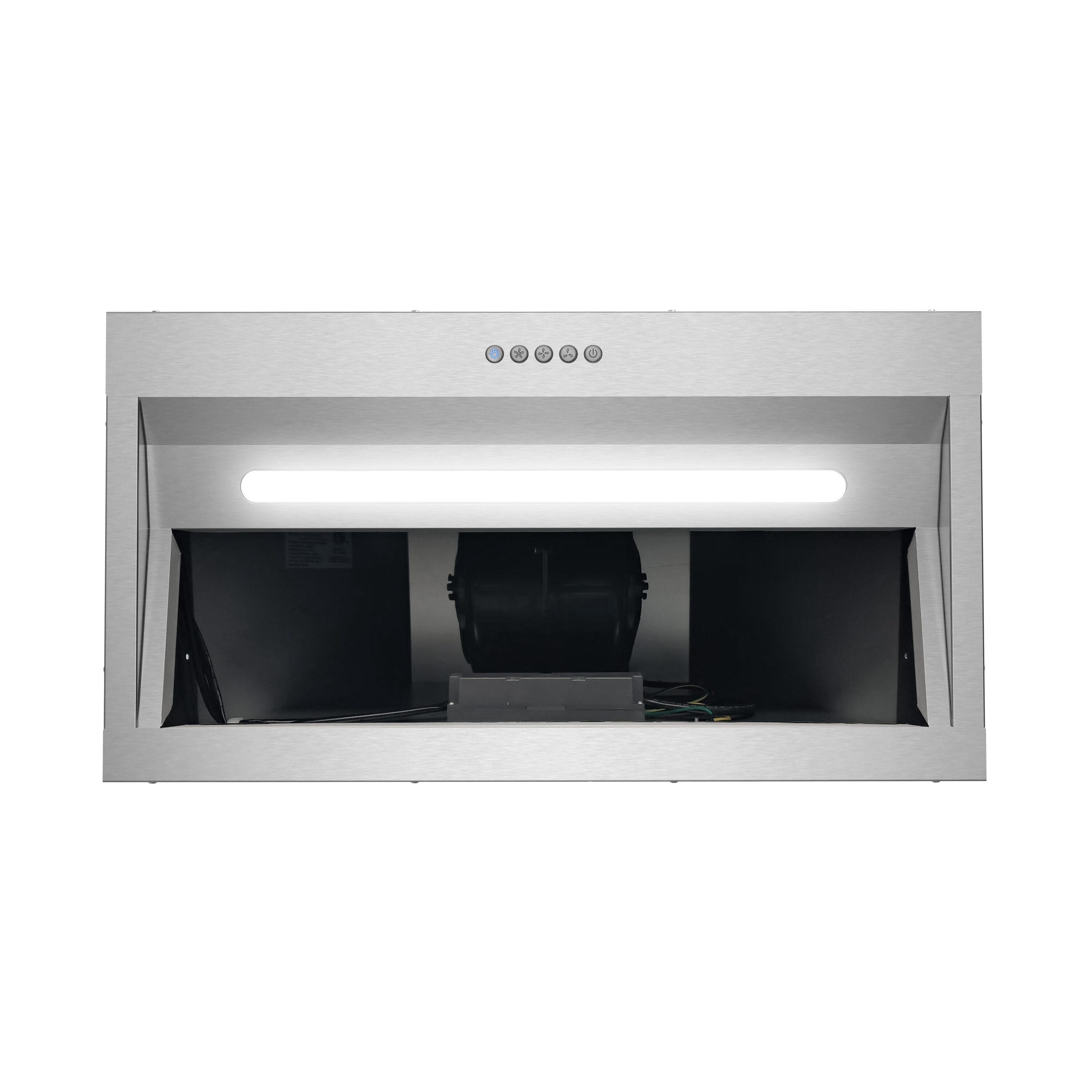 Streamline Bath Streamline 28 In. T-4267-1-CL Belsito Convertible Insert 350 CFM Range Hood In Brushed Stainless Steel With Baffle Filters, Electronic Button Control, LED Light T-4267-1-CL